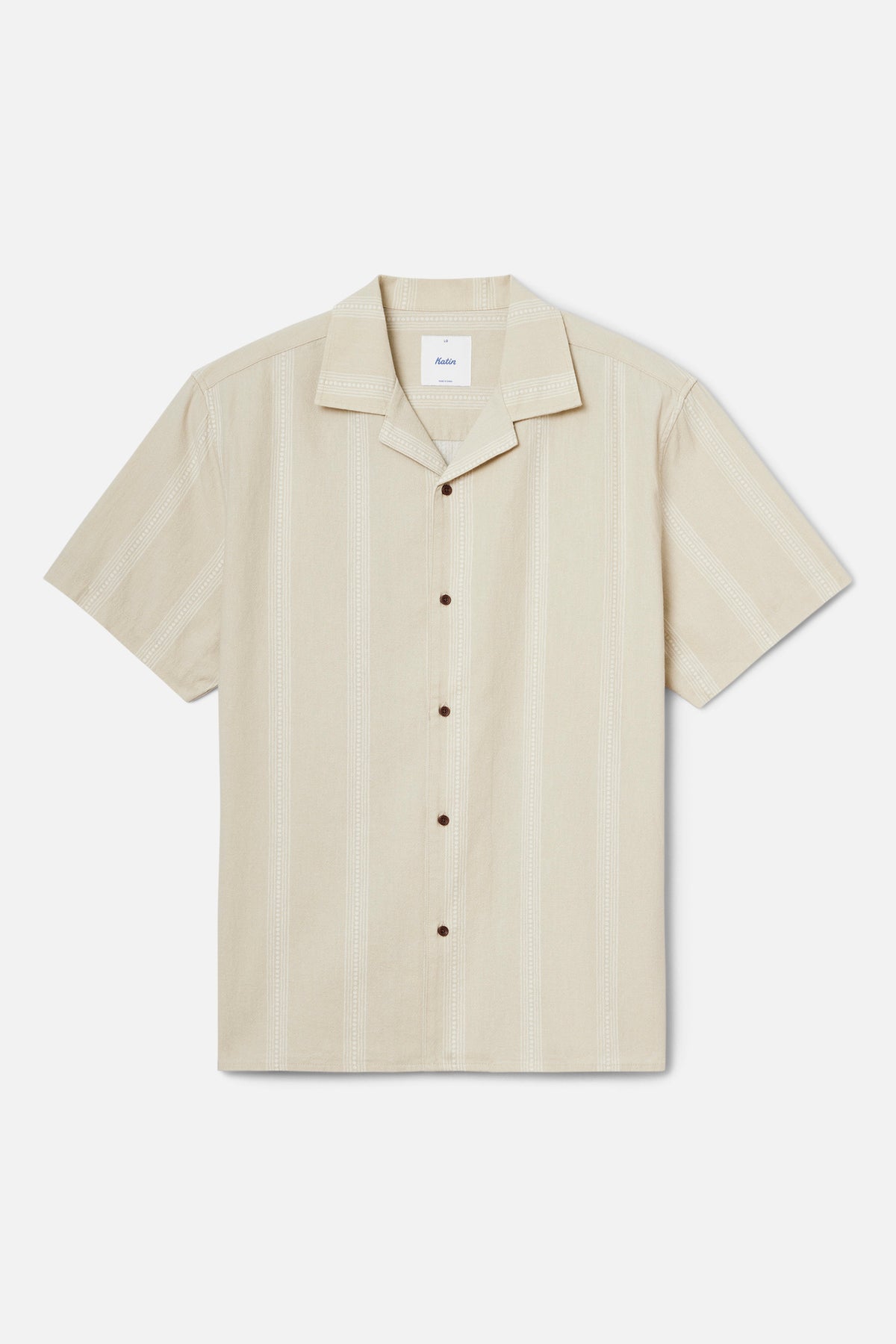 Beige short-sleeve shirt on a white background