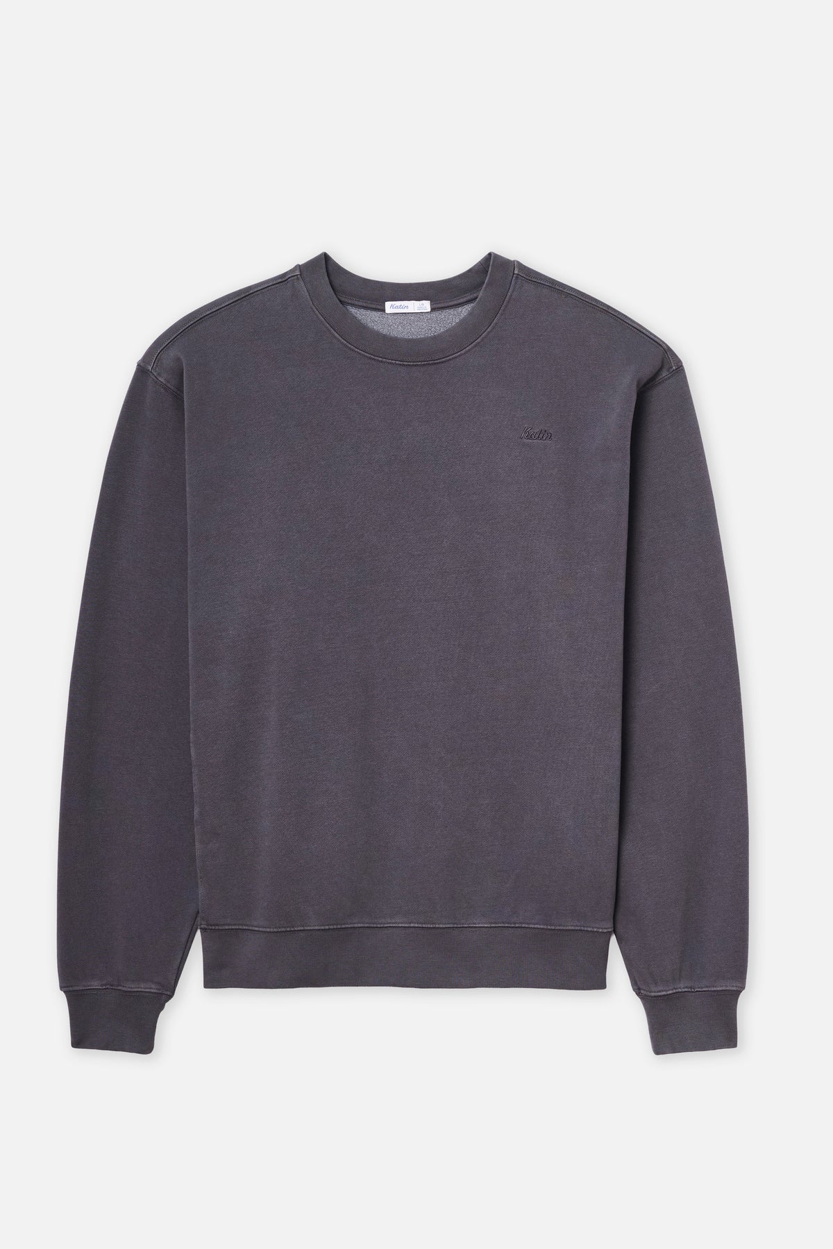 Deep blue sweatshirt with an embroidered Katin logo on a white background