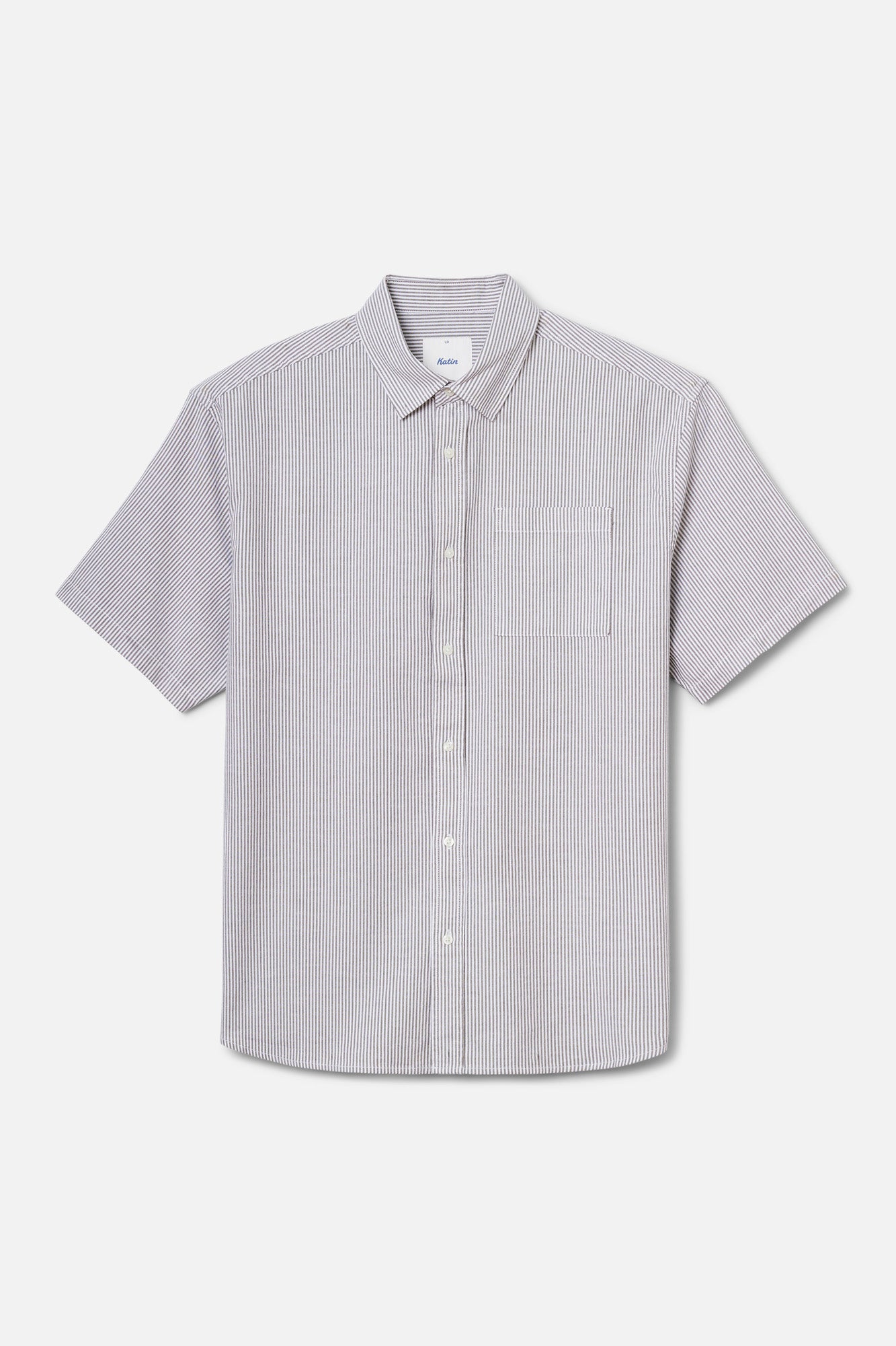 Short-sleeve shirt with a subtle pattern on a light gray background