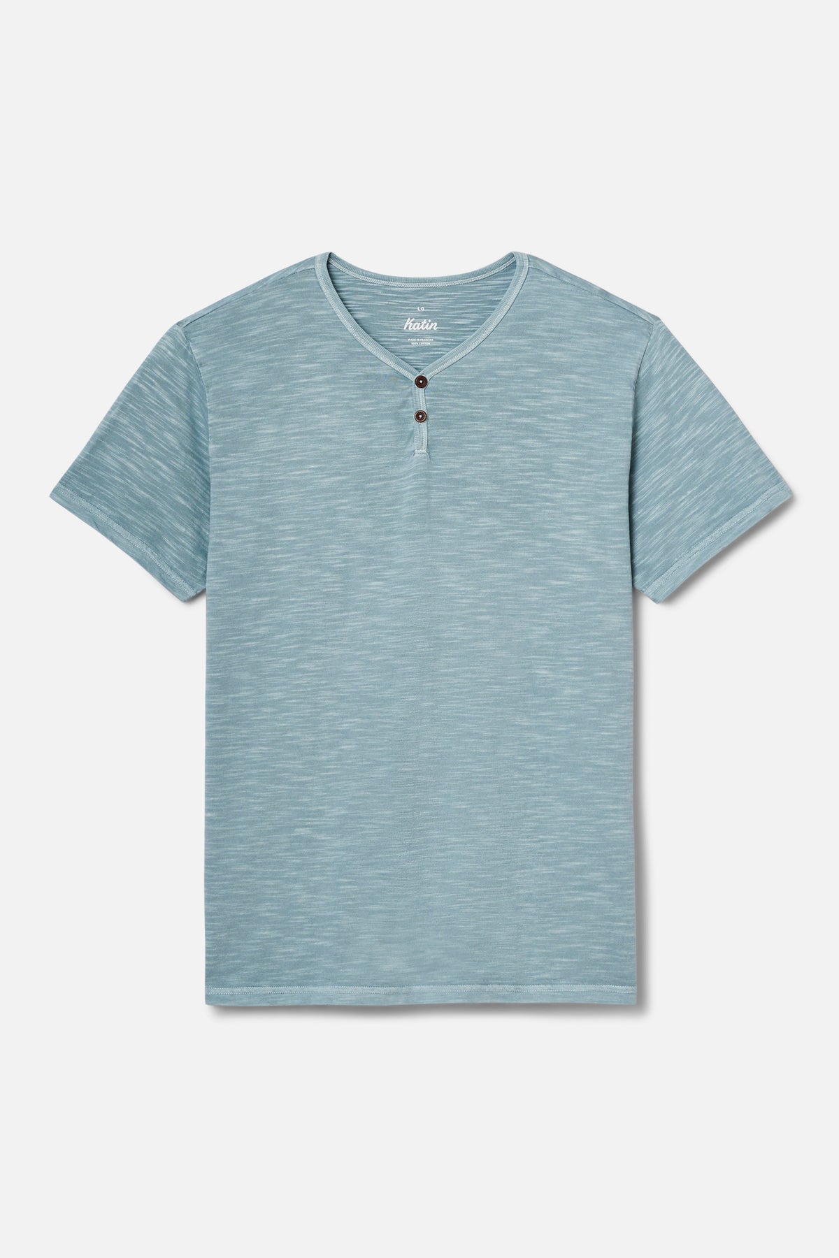 Blue Henley shirt on a white background