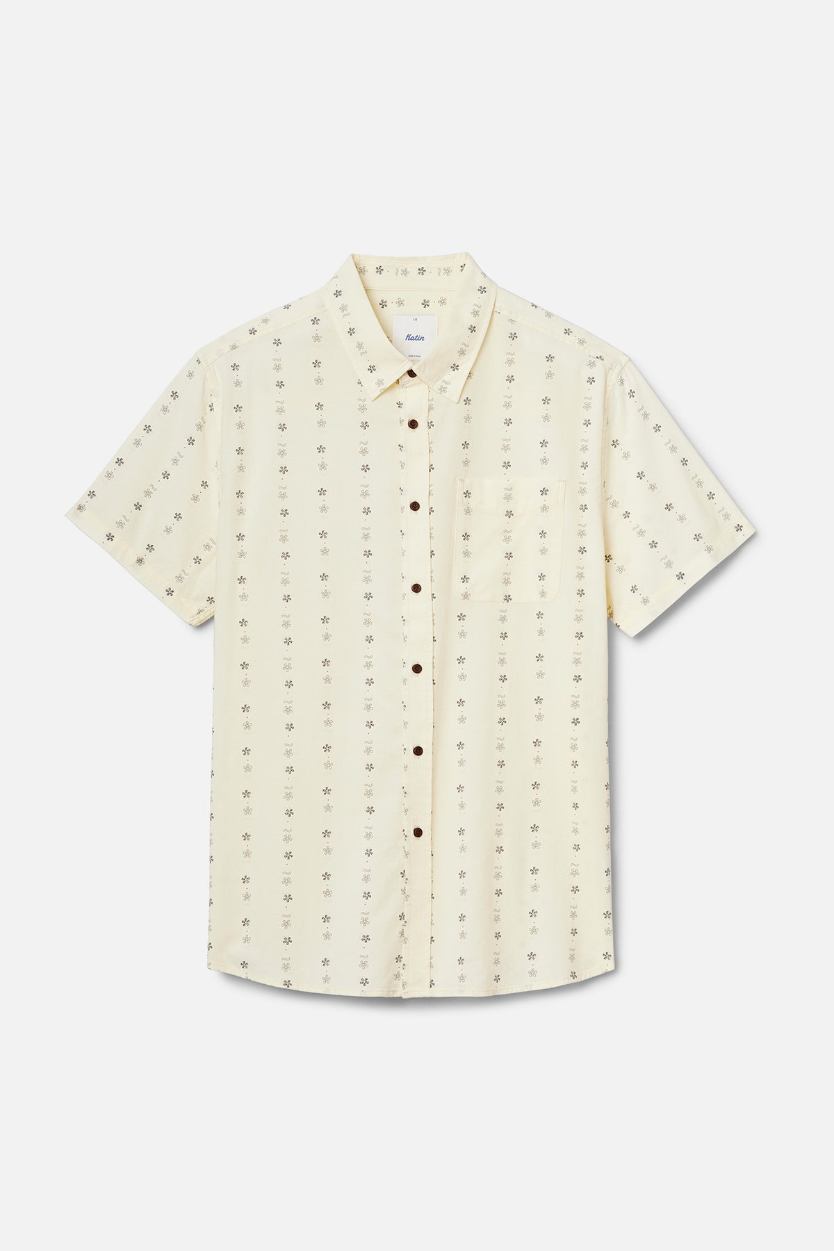 Short-sleeve shirt with a subtle pattern on a white background