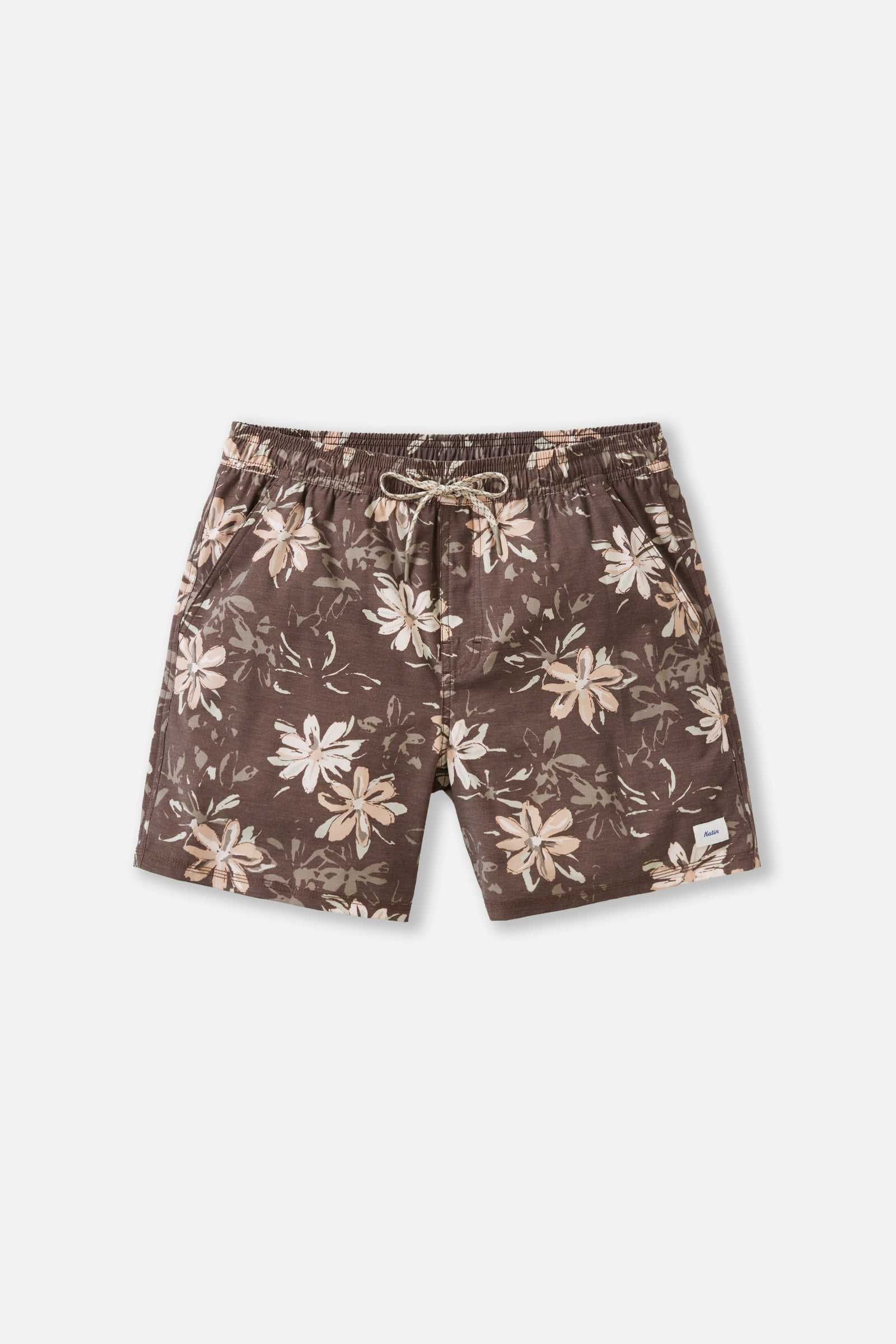 Floral-patterned shorts on a white background