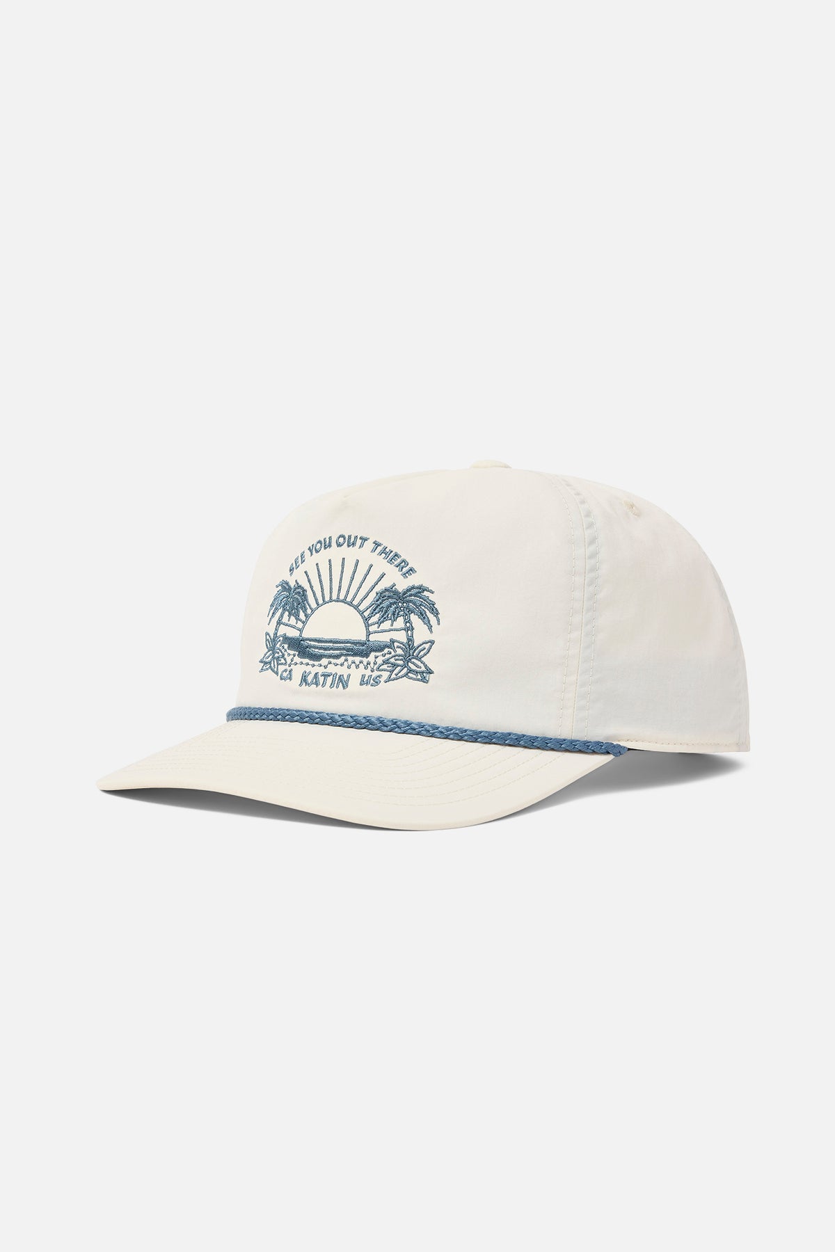 White cap with a logo on a white background