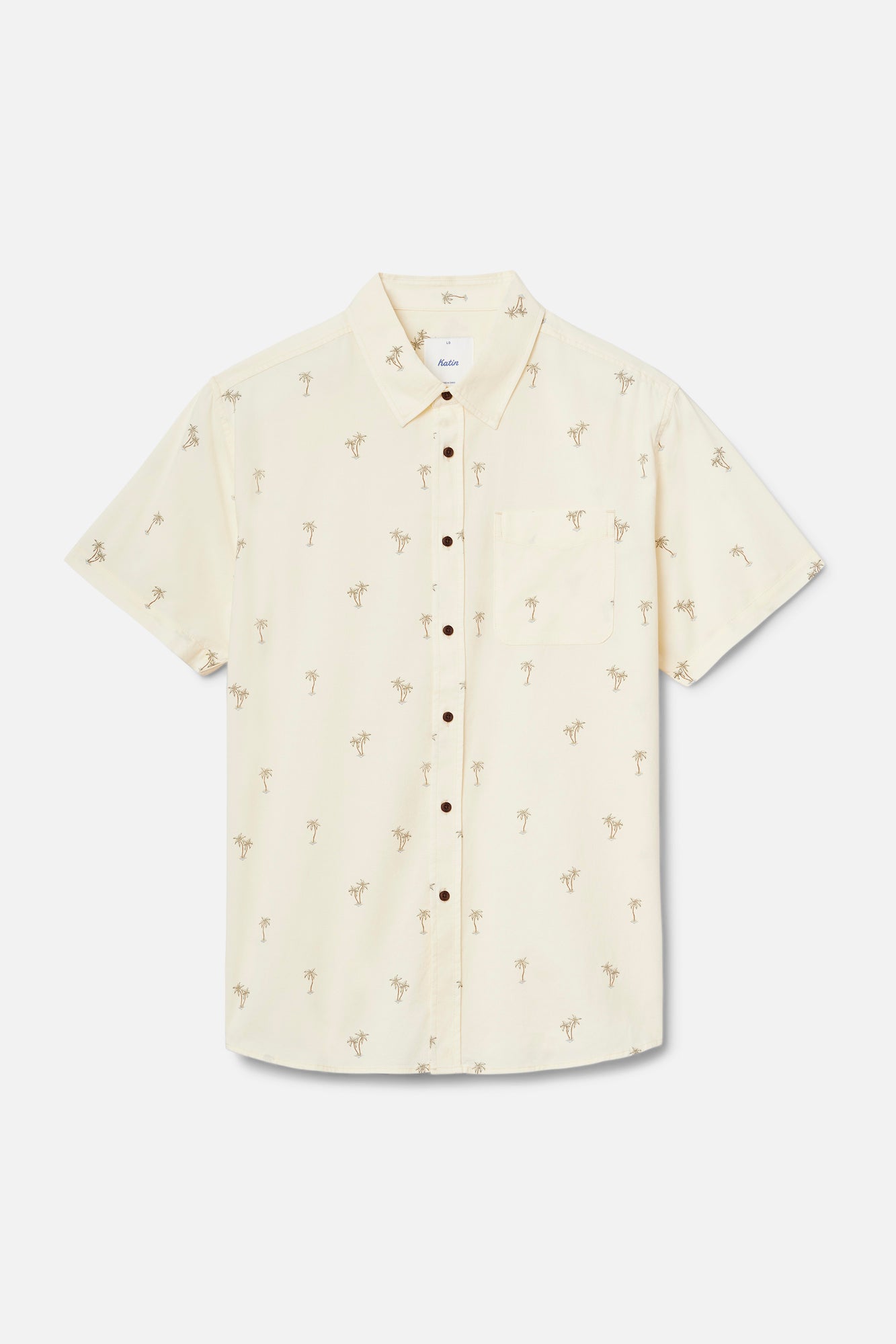 Short-sleeve shirt with subtle pattern on a white background