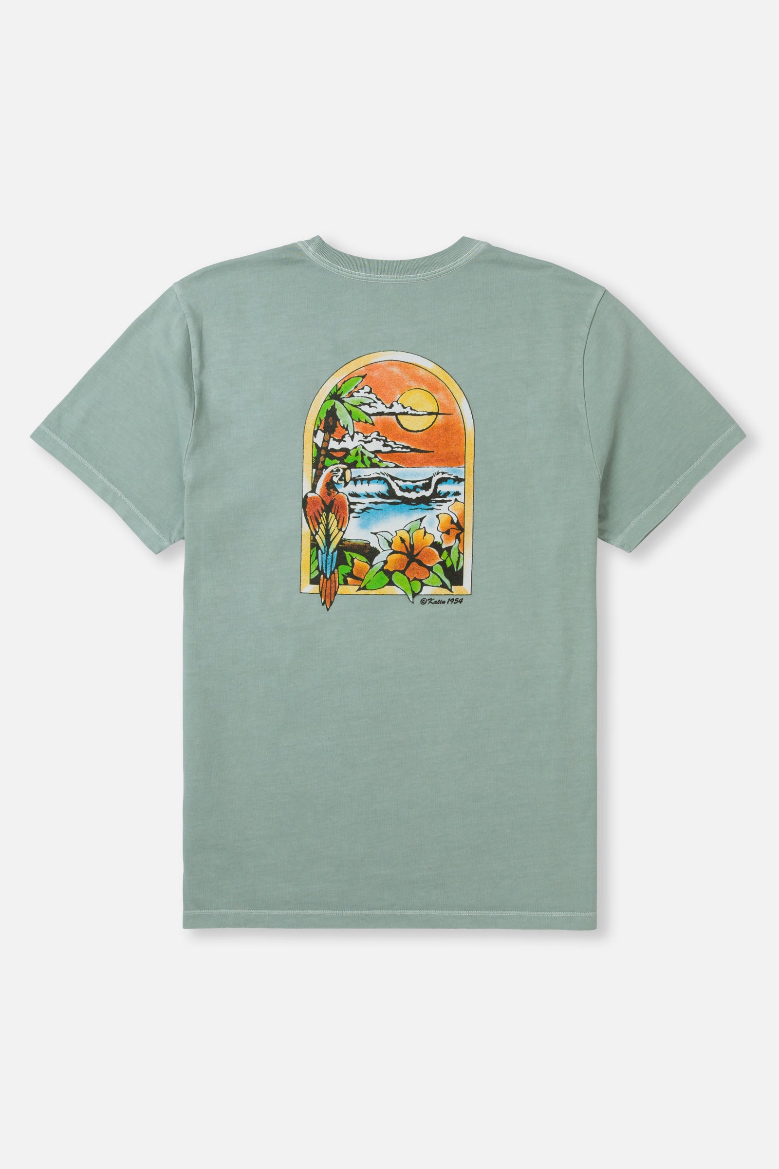 Aloe Green t-shirt with a colorful graphic on a white background