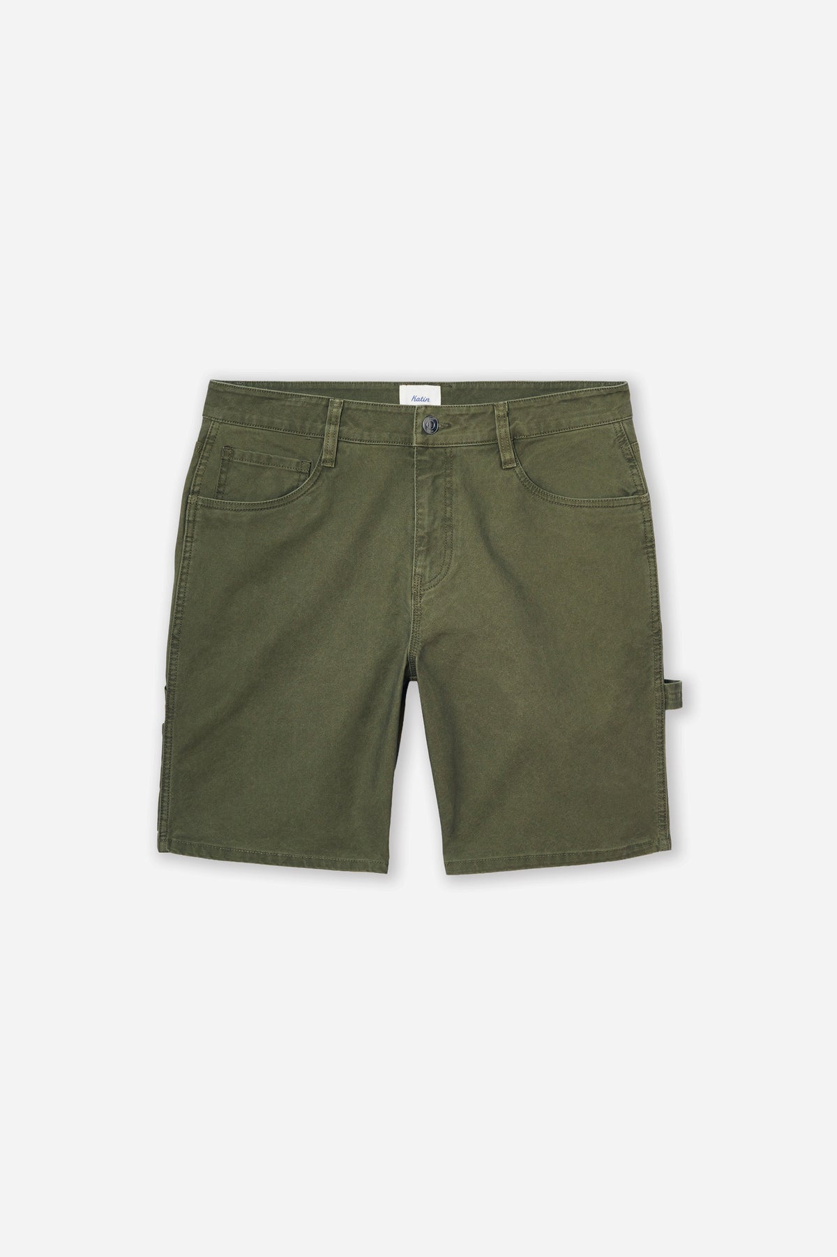 Olive shorts on a white background