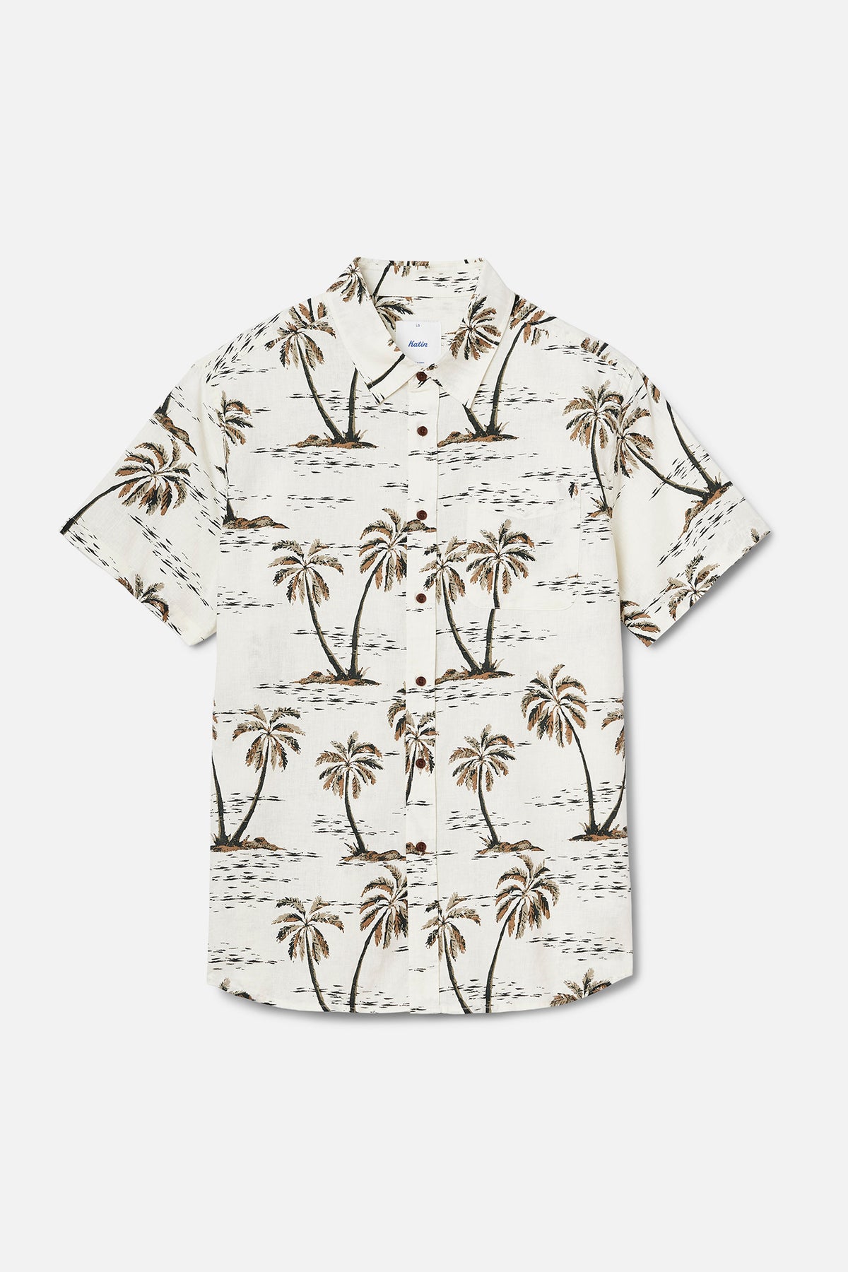 White shirt with palm tree pattern on a white background