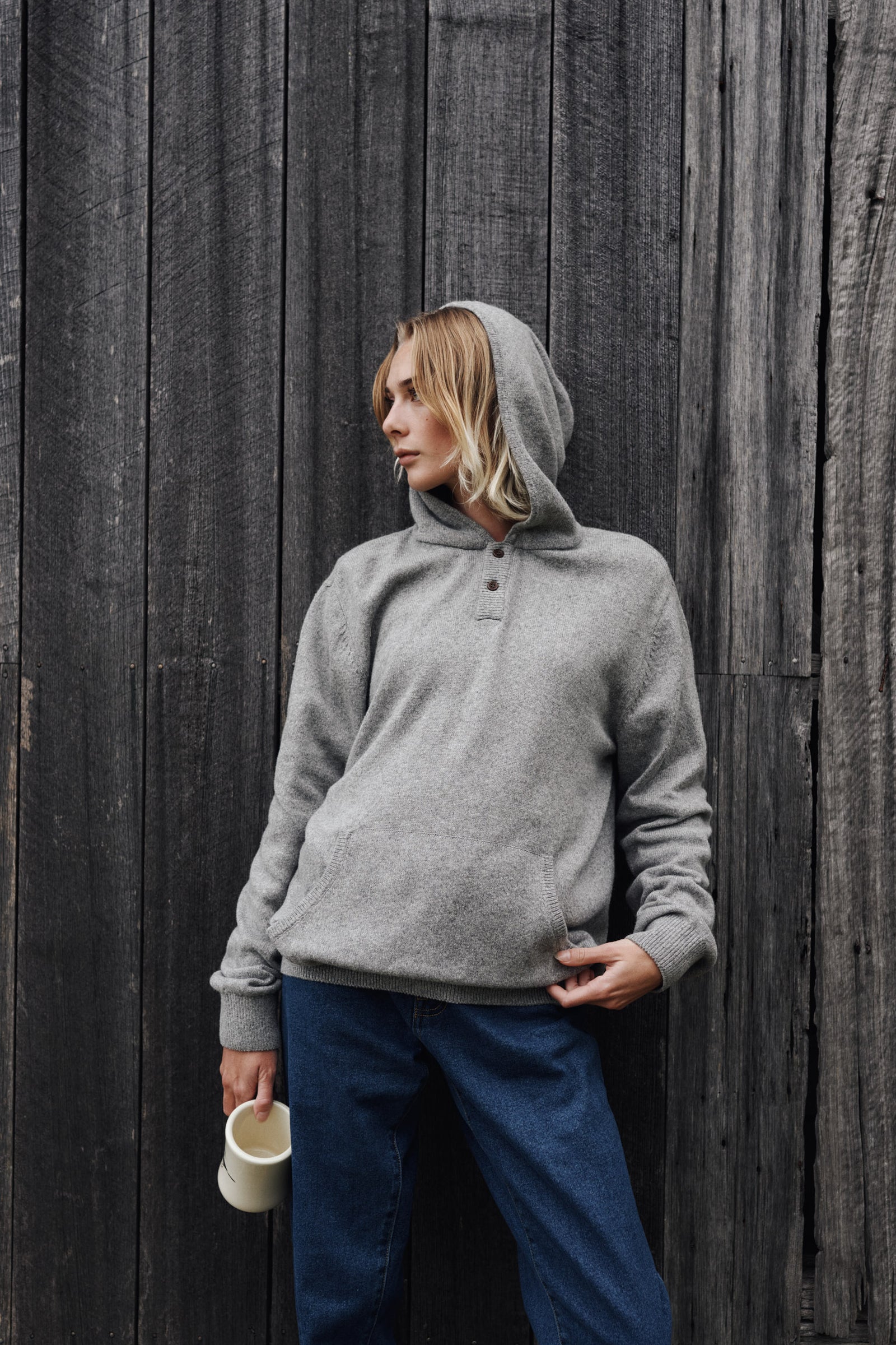 HAYES HOODED HENLEY SWEATER