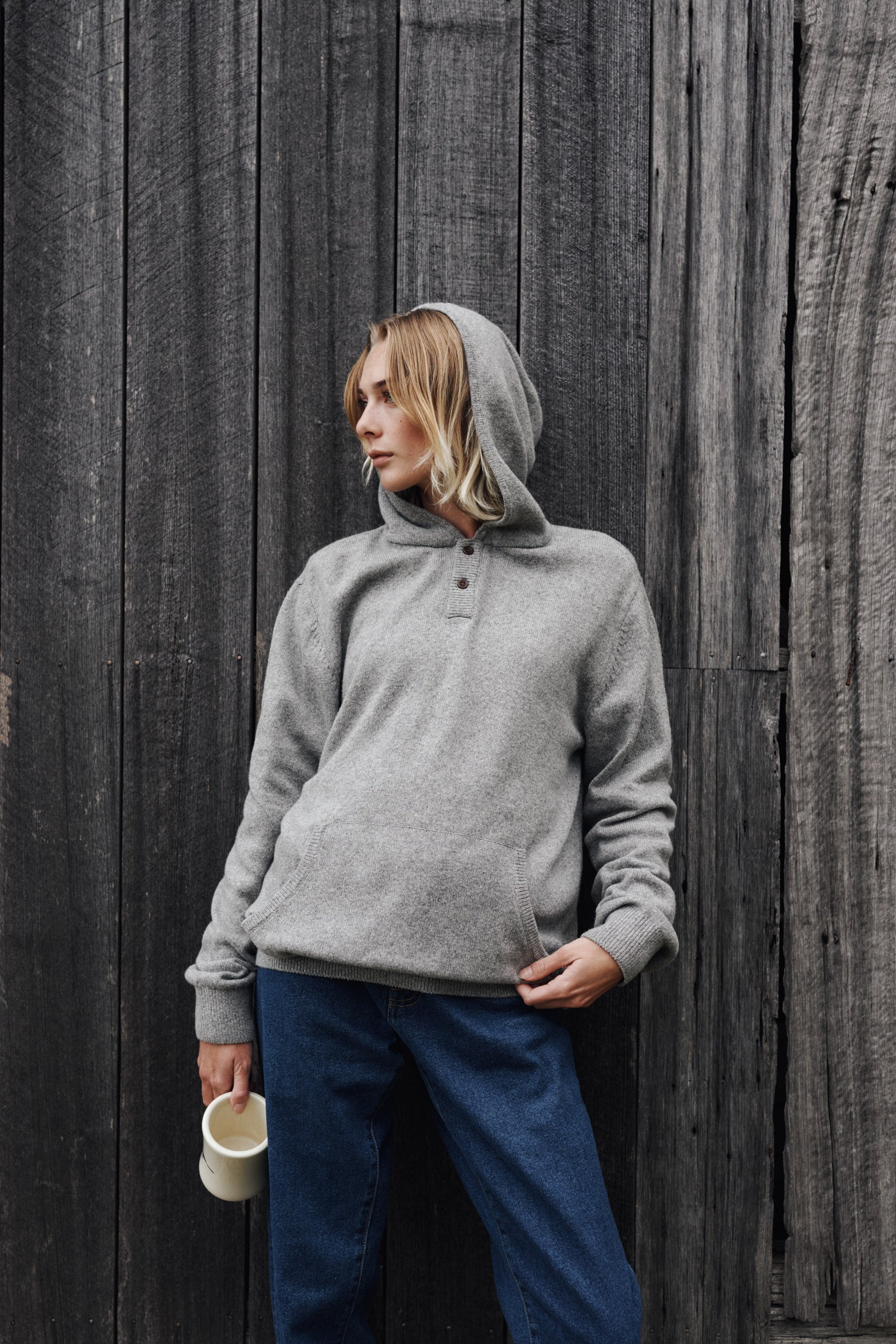 HAYES HOODED HENLEY SWEATER