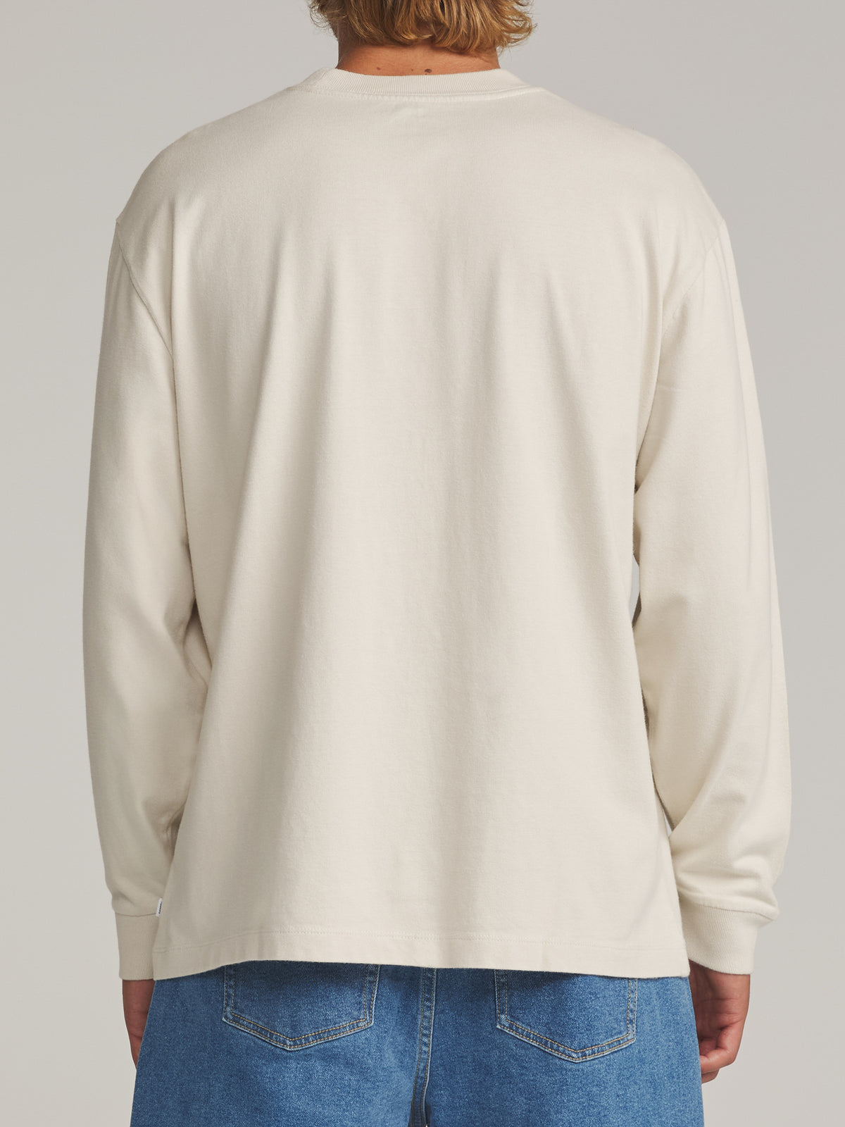Katin Box Fit LS Tee in Vintage White - worn on model, back