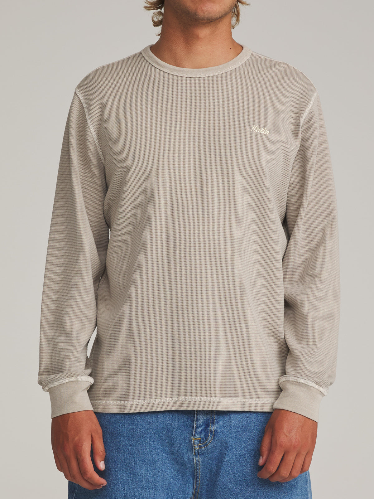 Katin Therman Thermal in Birch Vintage Wash - worn on model, front