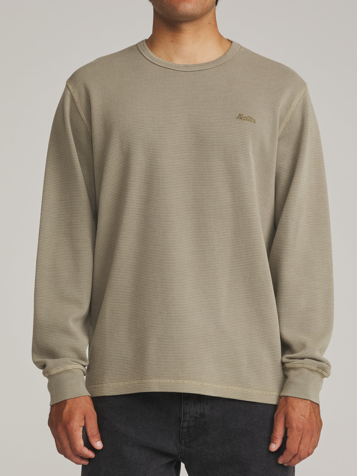 Katin Therman Thermal in Light Olive Vintage Wash - worn on model, front