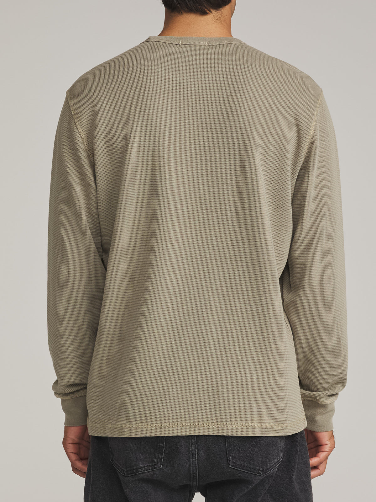 Katin Therman Thermal in Light Olive Vintage Wash - worn on model, back