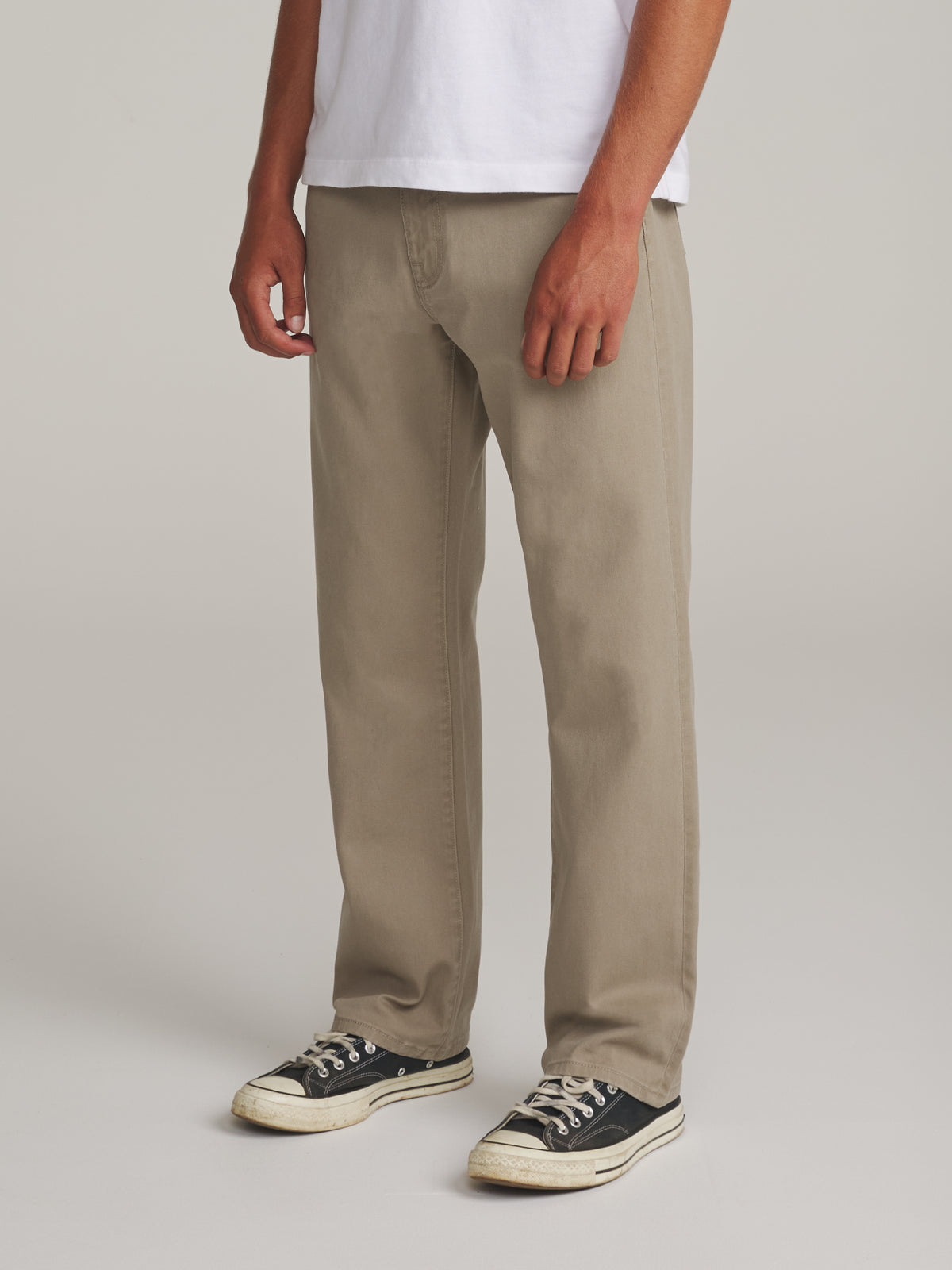 Katin George 64 Relaxed Bull Denim in Vintage Khaki - worn on model, side