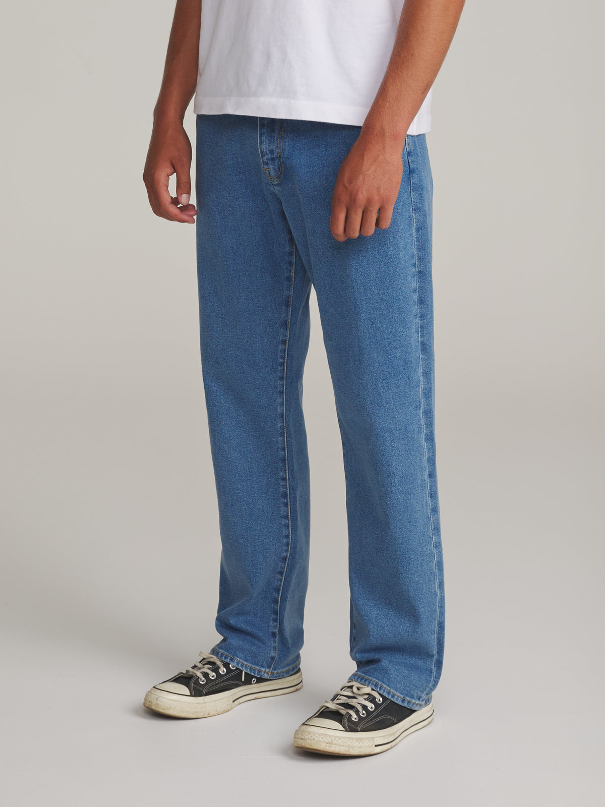 Katin George 64 Relaxed in Medium Indigo - worn on model, side