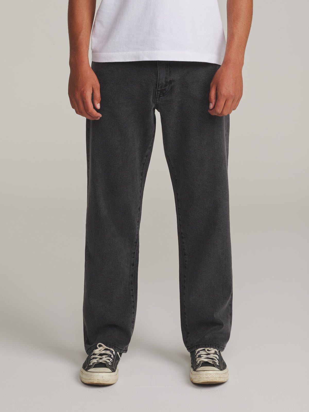 Katin George 64 Relaxed in Washed Black - worn on model, front