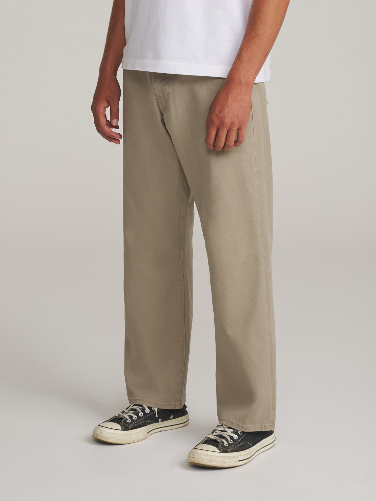 Katin Patterson 99 Baggy Bull Denim in Vintage Khaki - worn on model, side