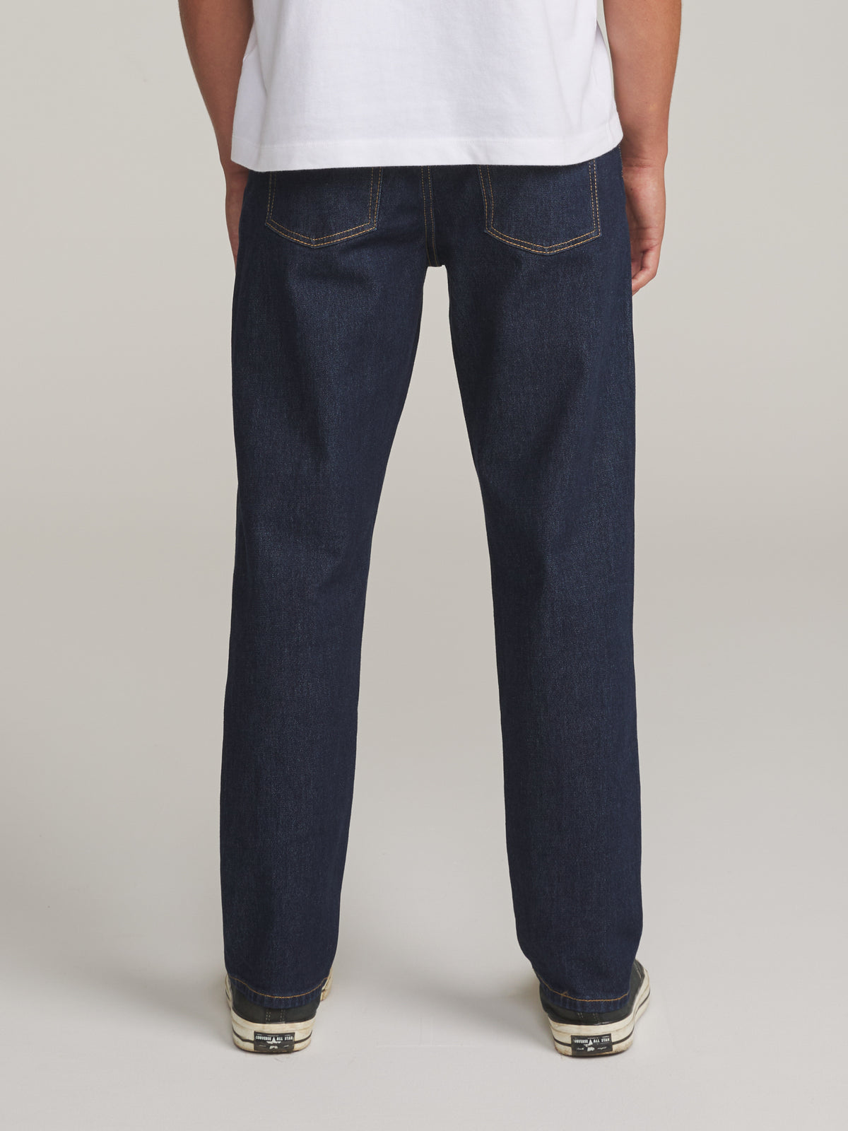 Katin Ren 57 Classic Straight in RAW INDIGO - worn on model, back