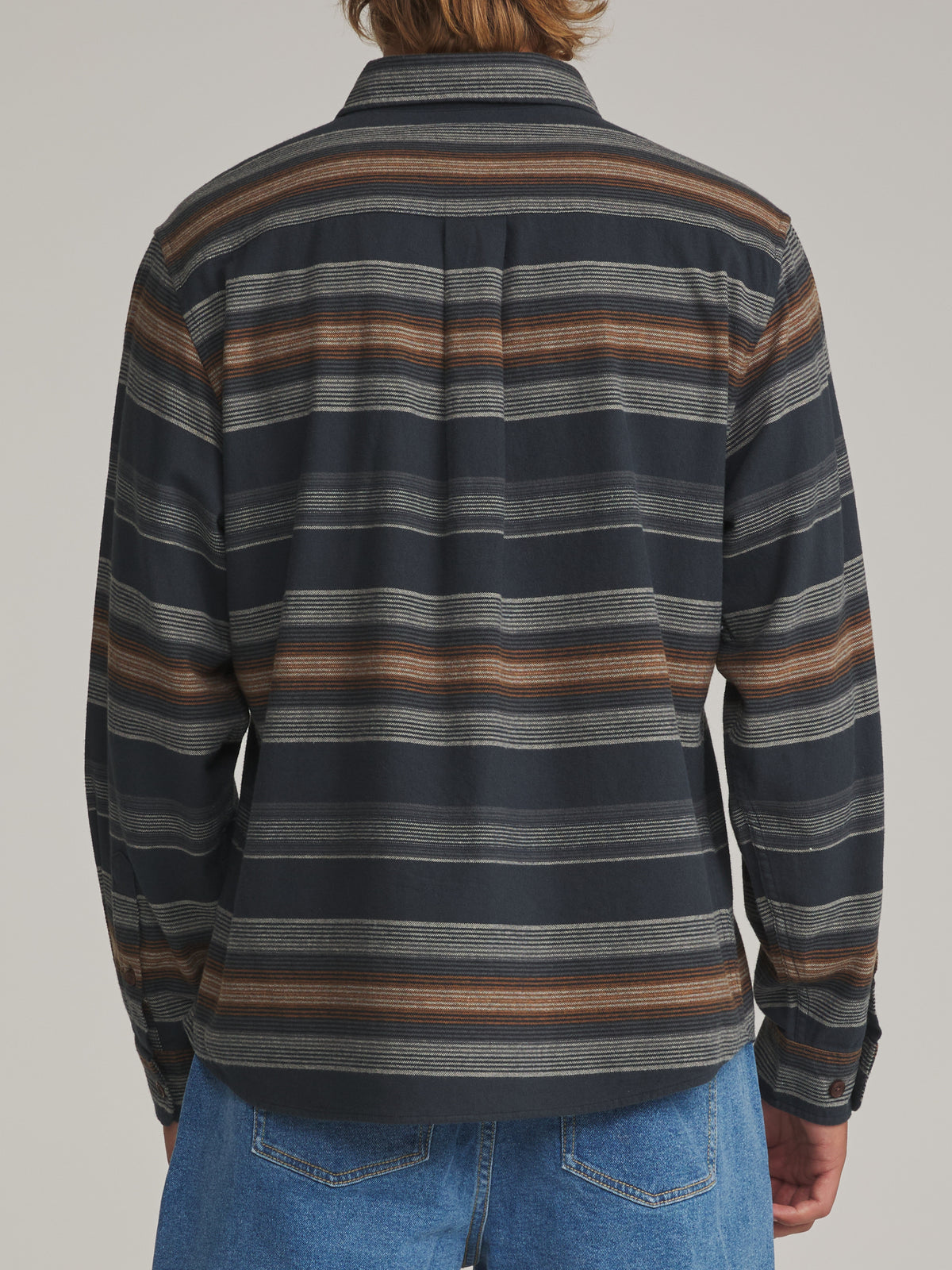 Katin Derek Flannel in Black Wash - worn on model, back