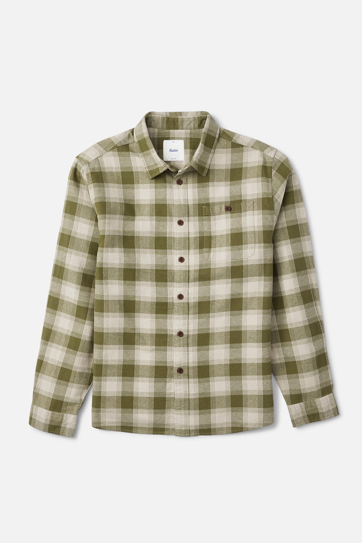 Katin Derek Flannel in Olive - front view