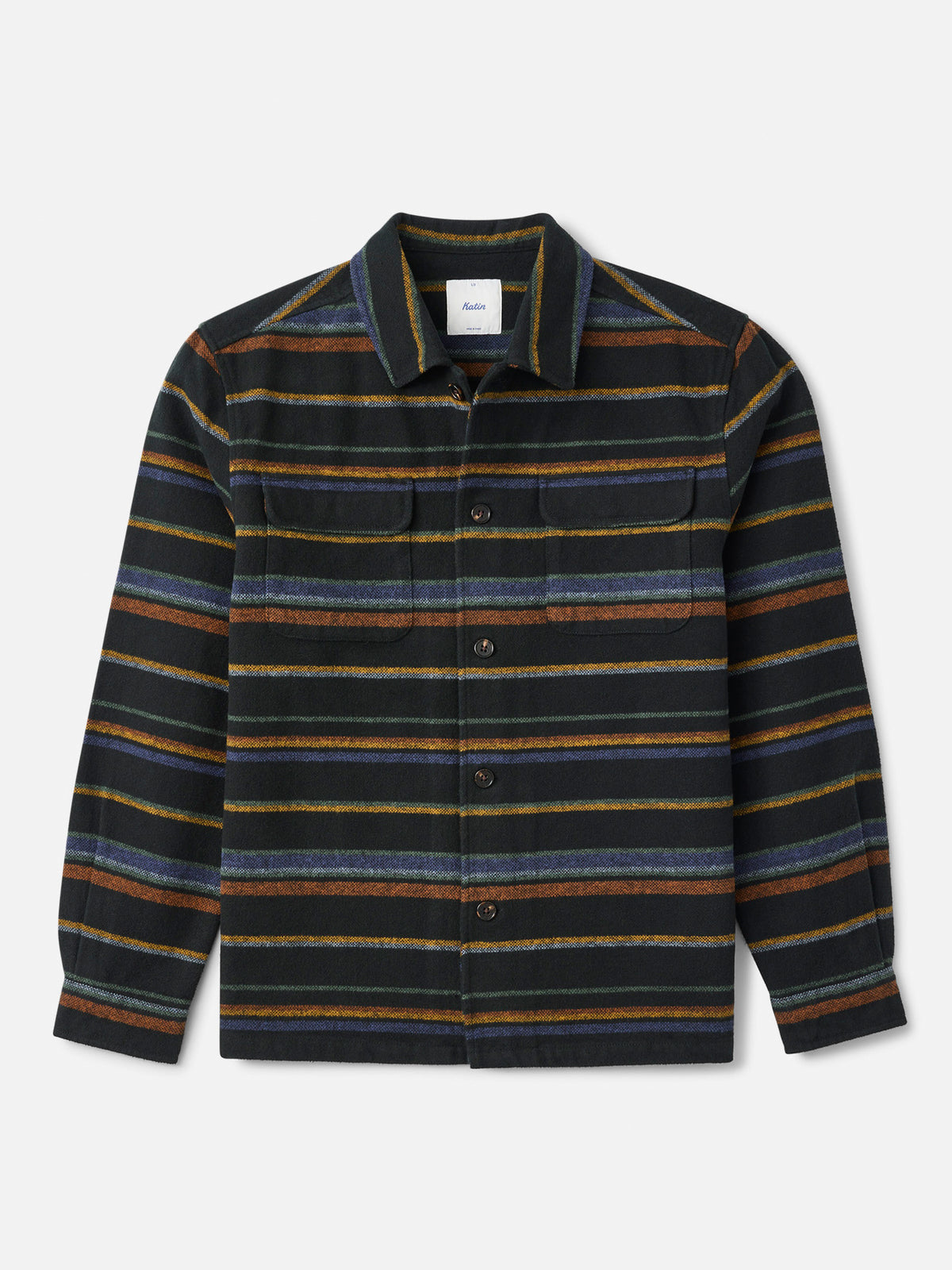 Katin Shiloh Flannel in Black heavyweight flannel, flat, front #color_black