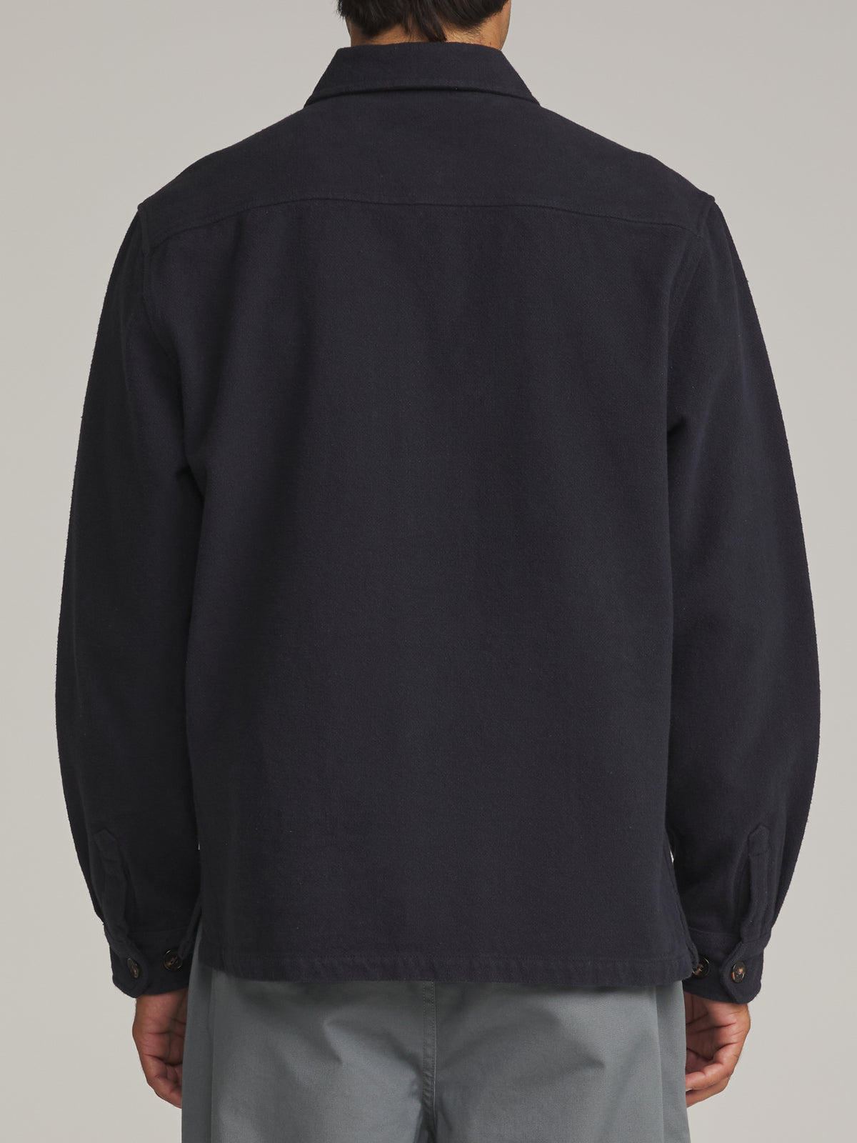 Katin Shiloh Flannel in Navy - worn on model, back
