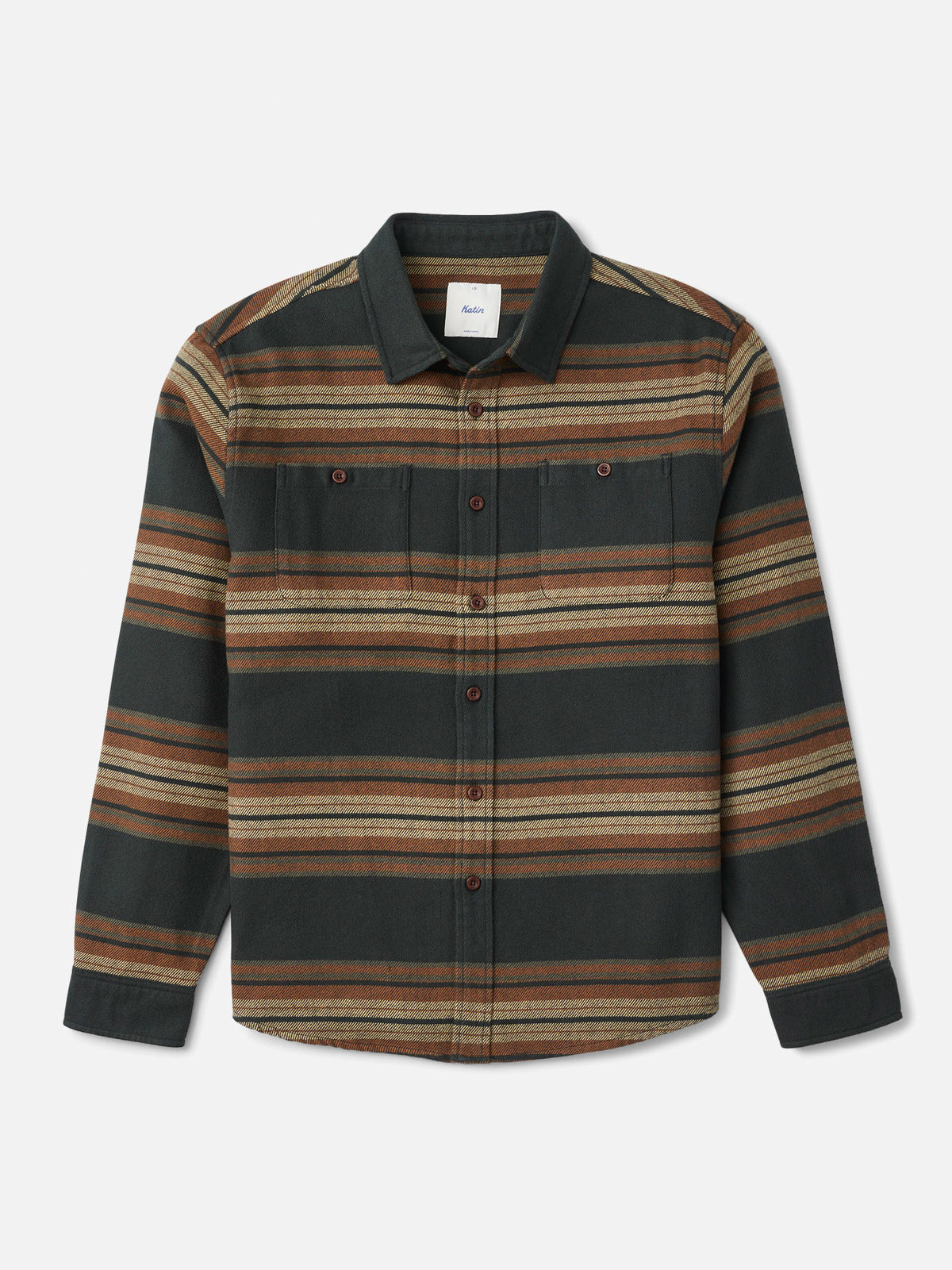 Katin Sierra Flannel in Black Wash midweight flannel, flat, front #color_black wash
