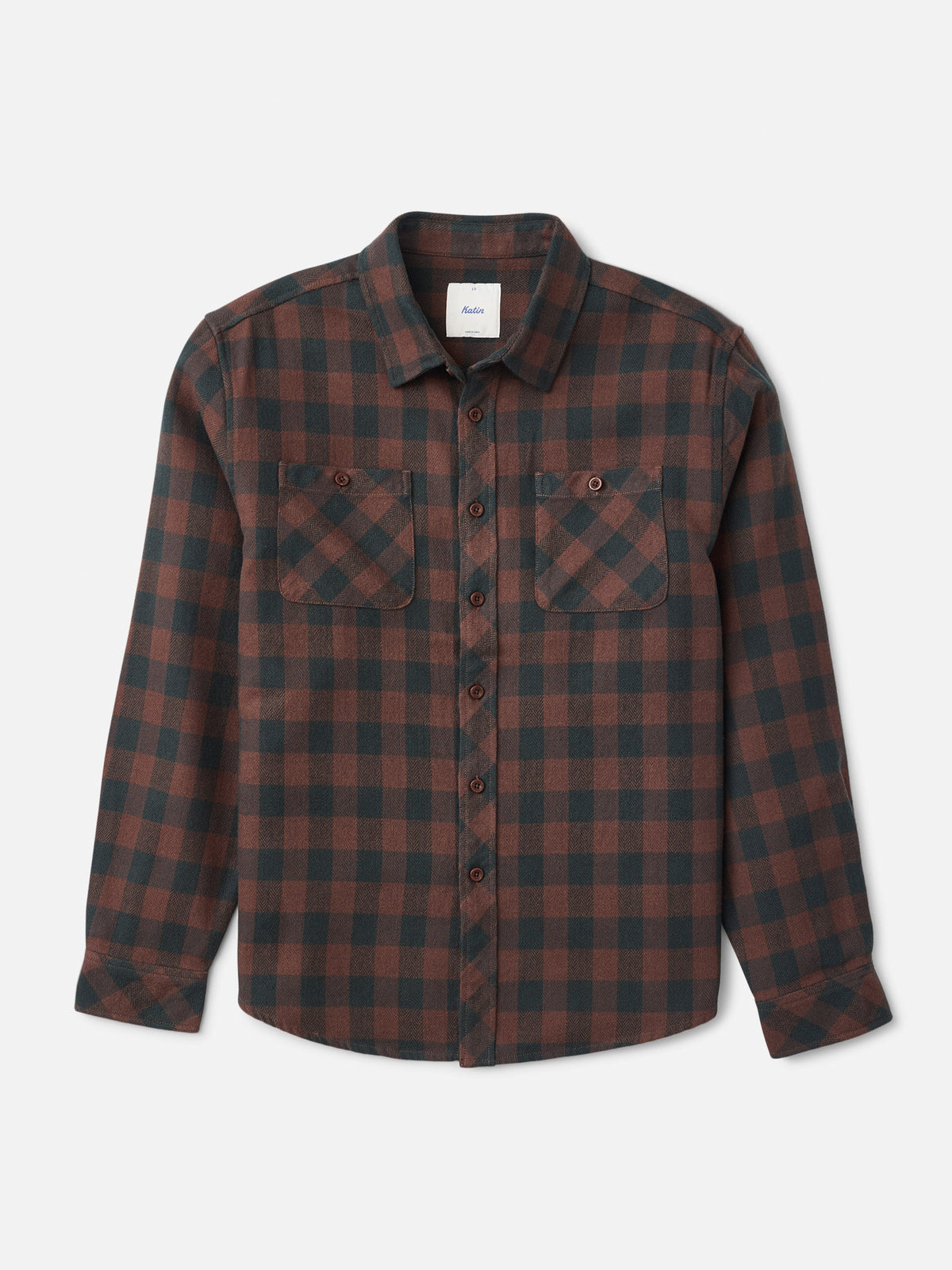 Katin Sierra Flannel in French Roast Plaid midweight flannel, flat, front #color_french roast plaid