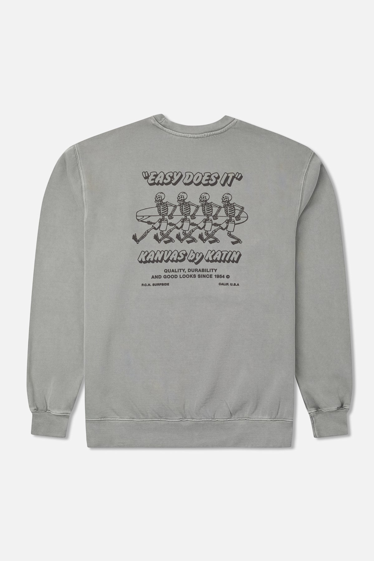 Katin Bones Crew in Graphite Vintage Wash - back view