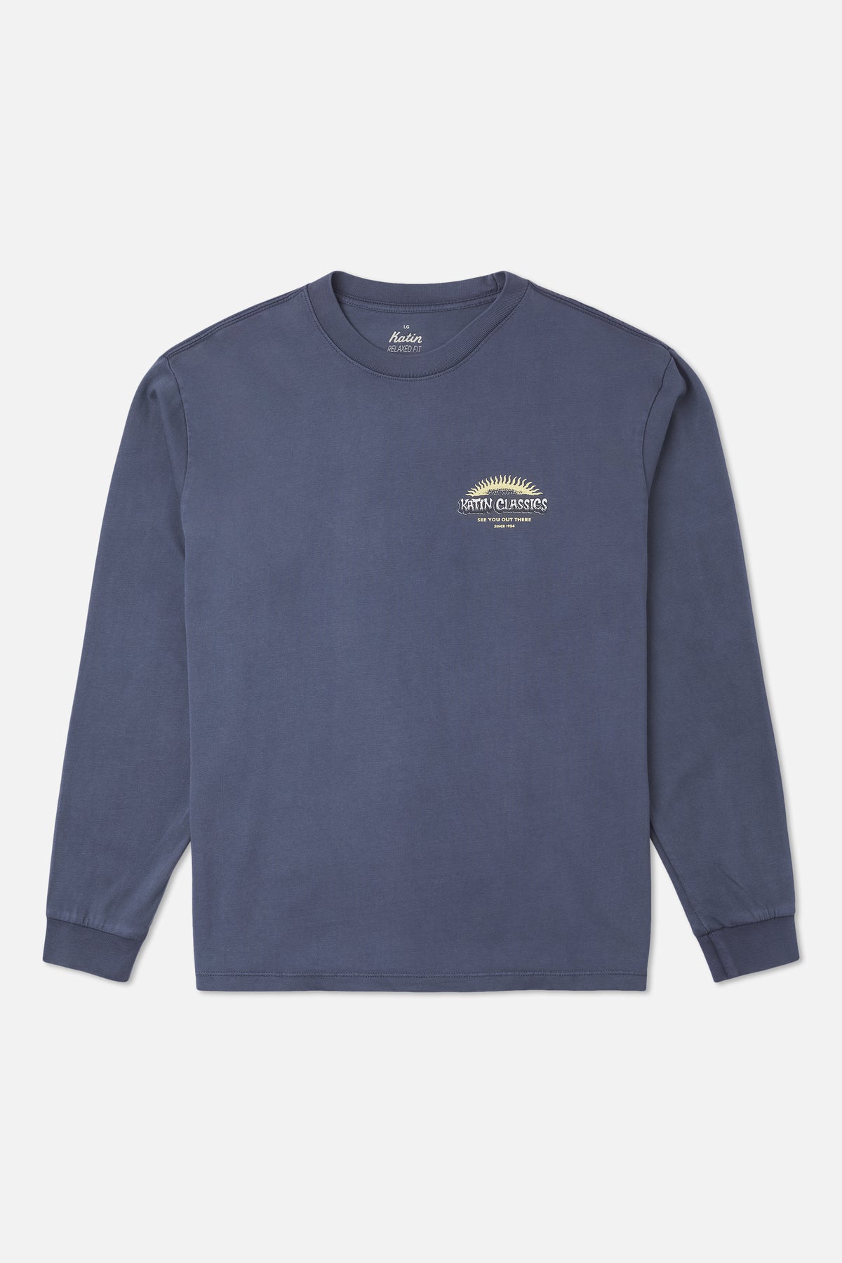 Katin Glow Box Fit Ls Tee in Washed Blue Vintage Wash - front view