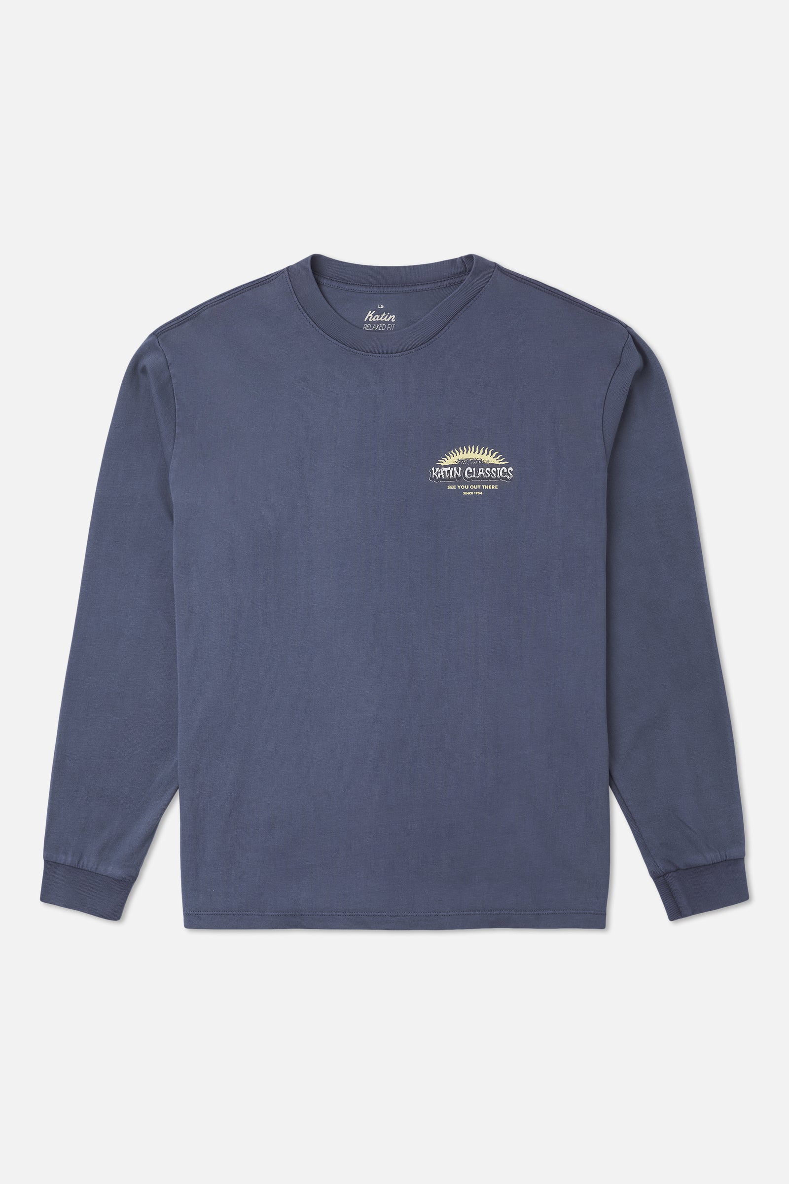 Katin Glow Box Fit Ls Tee in Washed Blue Vintage Wash - front view