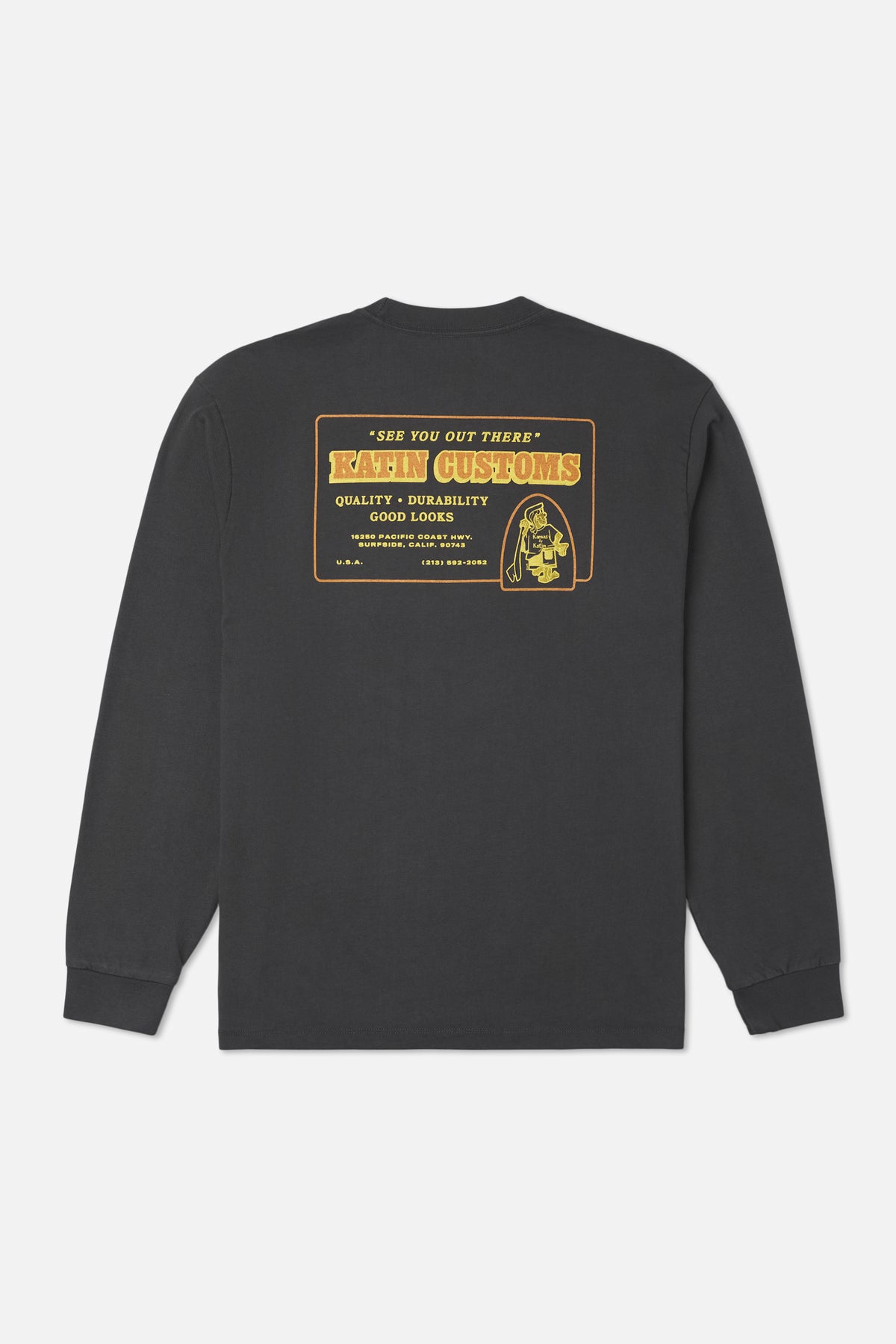 Katin Lorry Box Fit Ls Tee in Black Wash - back view