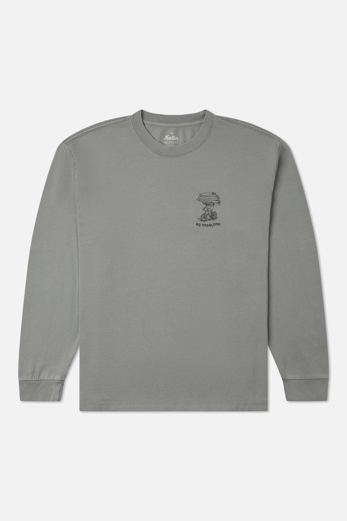Katin Trek Box Fit Ls Tee in Graphite Vintage Wash - front view