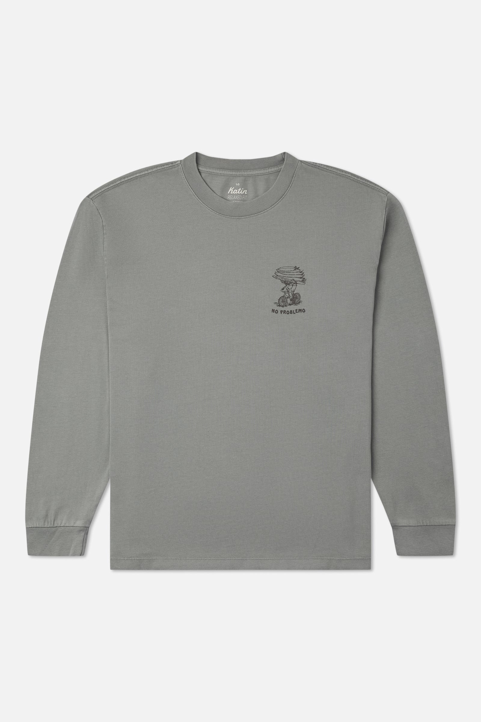 Katin Trek Box Fit Ls Tee in Graphite Vintage Wash - front view