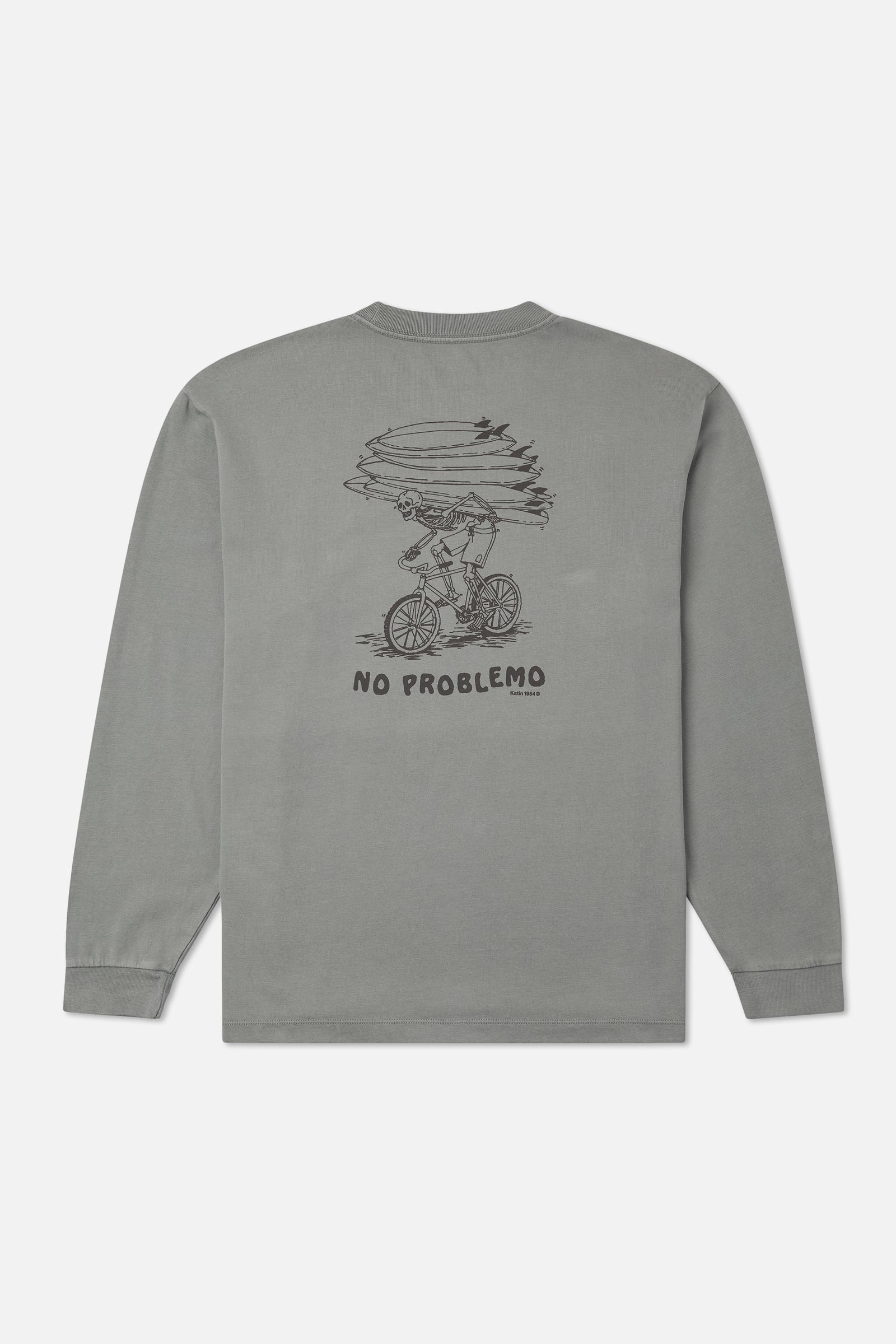Katin Trek Box Fit Ls Tee in Graphite Vintage Wash - back view