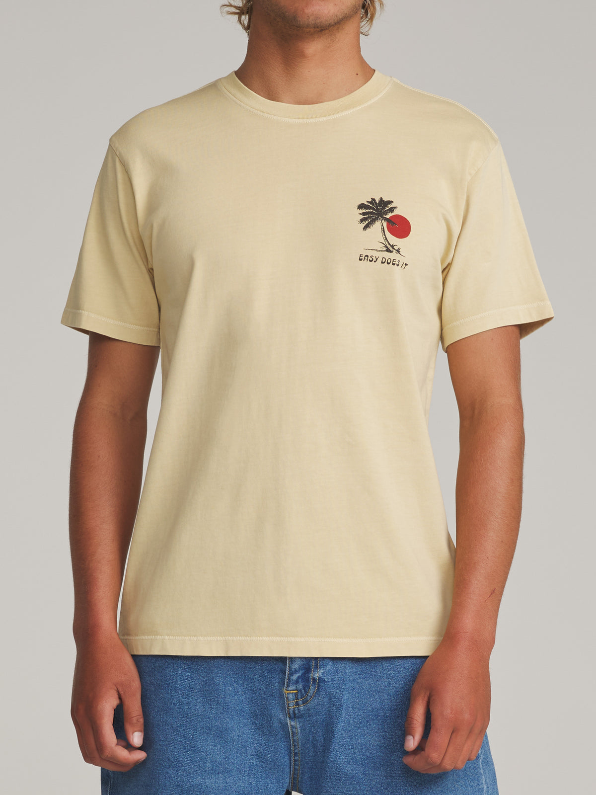Katin Bien Tee in Dusty Yellow Vintage Wash - worn on model, front