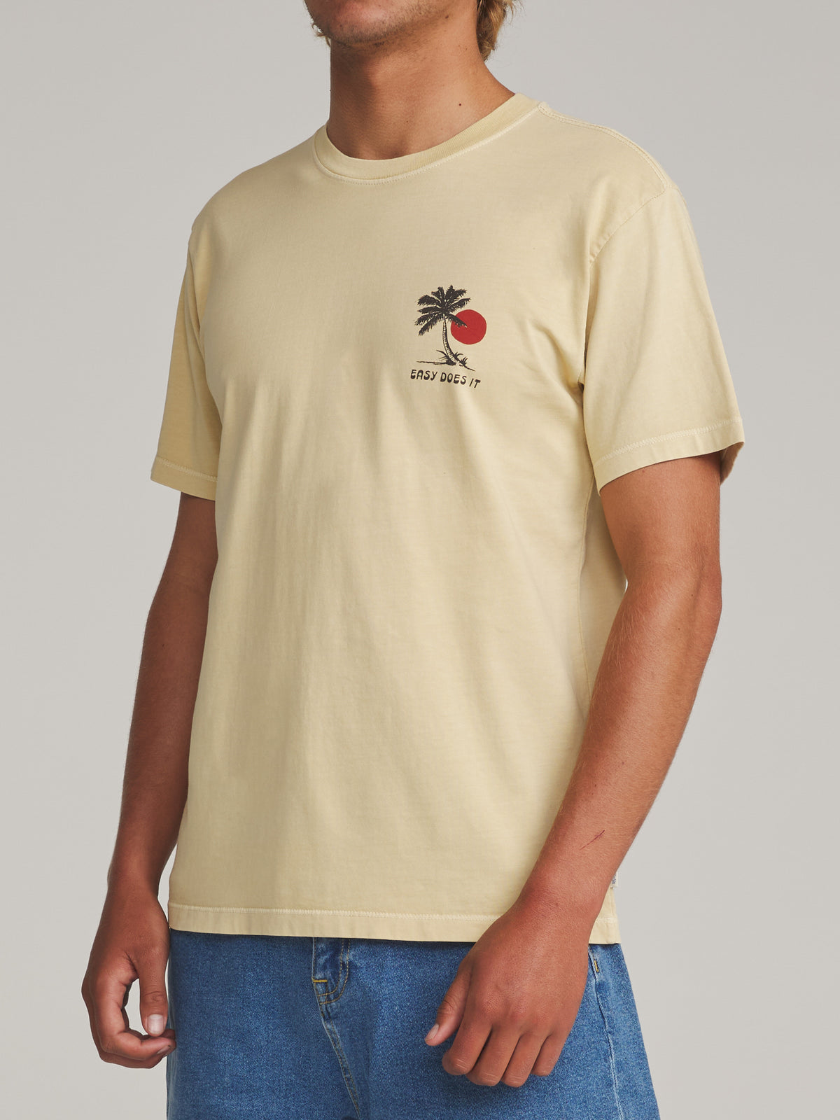 Katin Bien Tee in Dusty Yellow Vintage Wash - worn on model, side