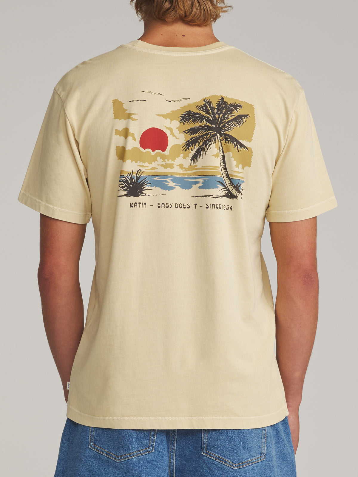 Katin Bien Tee in Dusty Yellow Vintage Wash - worn on model, back