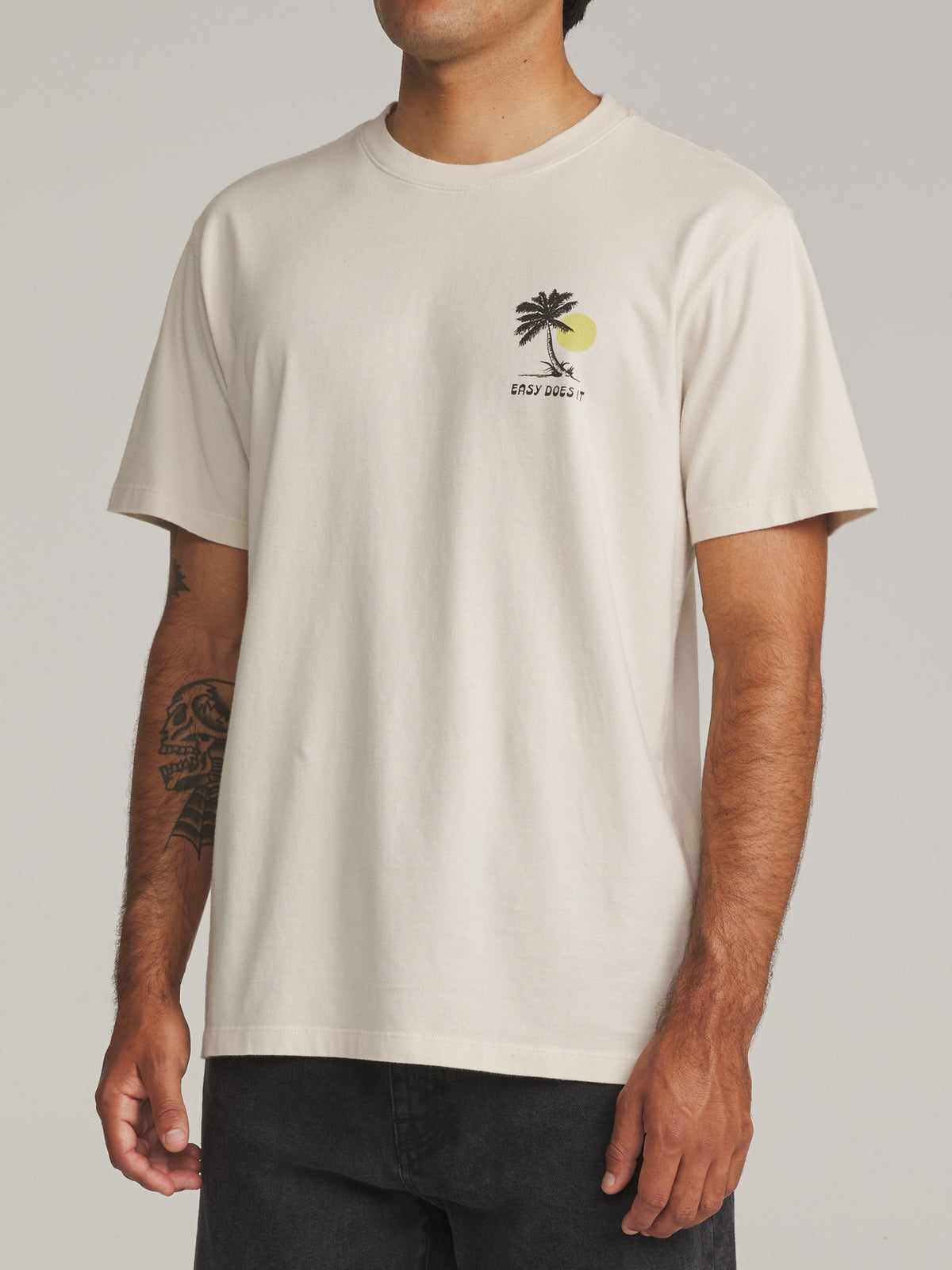 Katin Bien Tee in Vintage White - worn on model, side