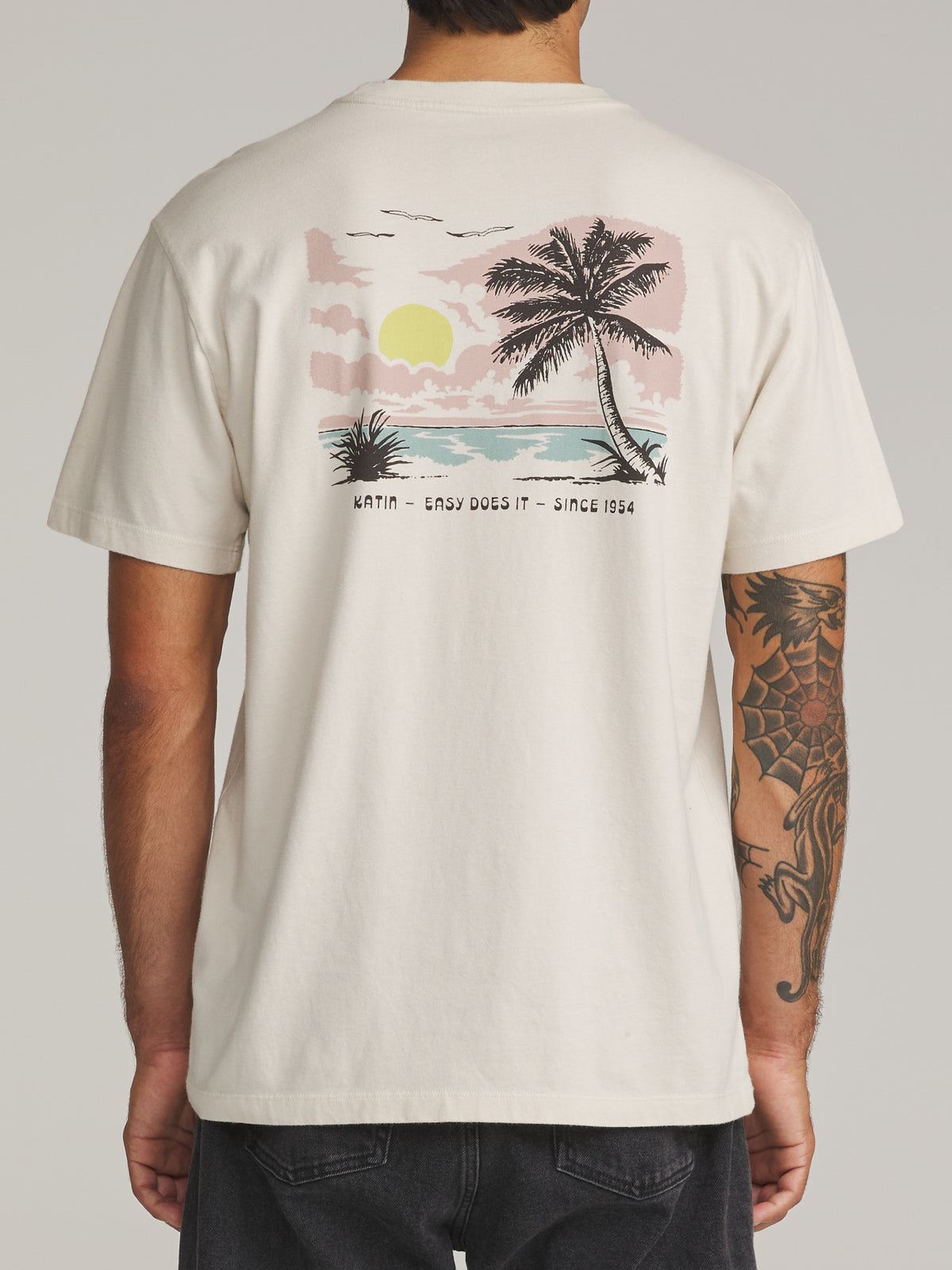 Katin Bien Tee in Vintage White - worn on model, back