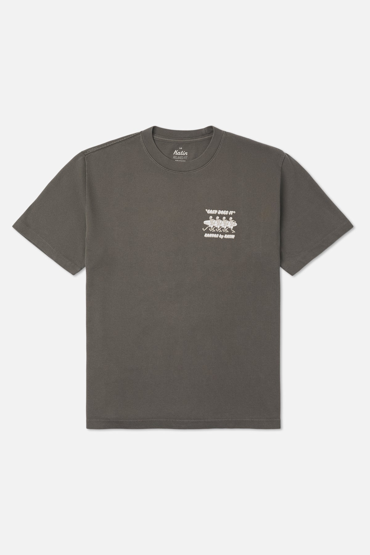 Katin Bones Box Fit Tee in Lead Vintage Wash - front view
