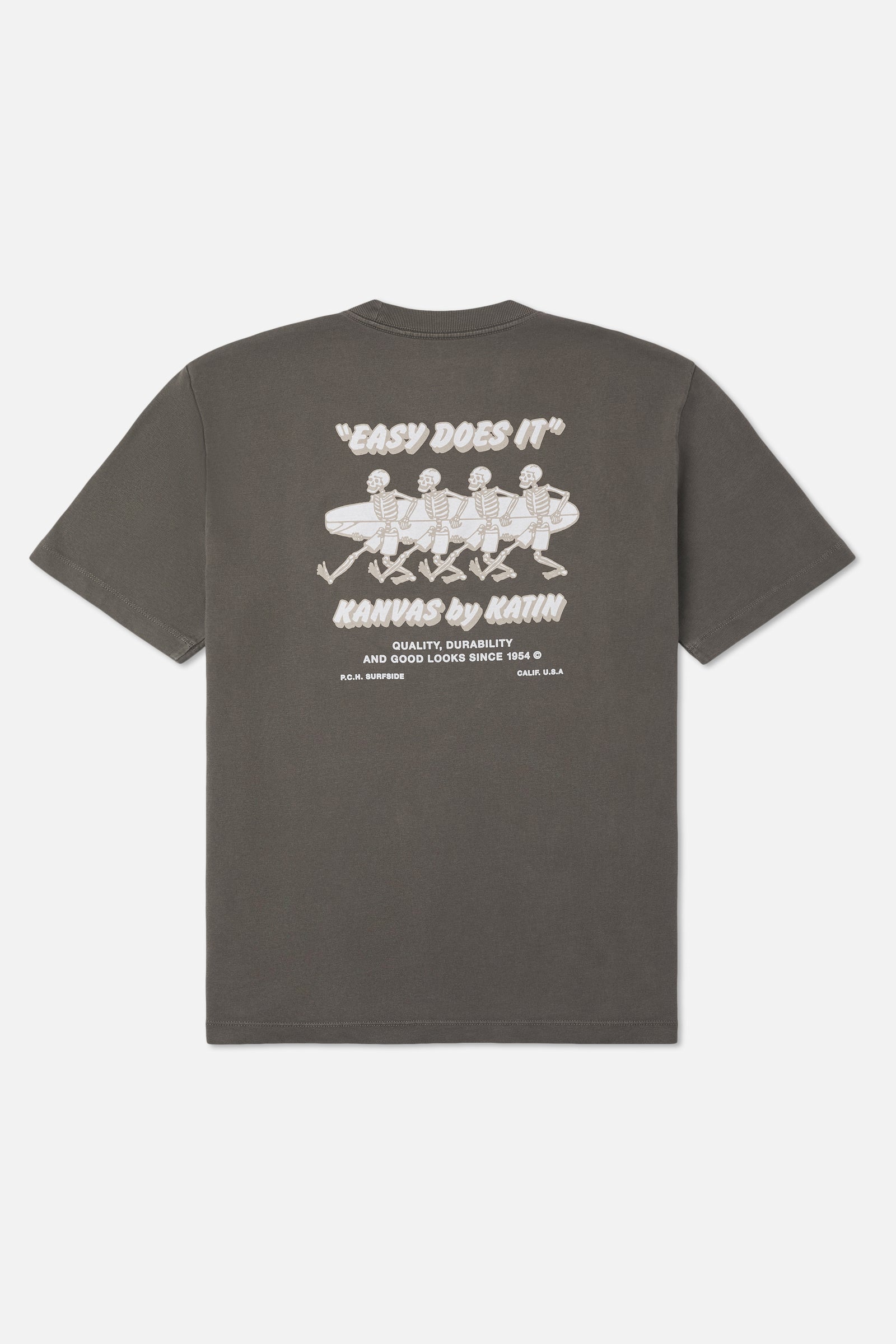 Katin Bones Box Fit Tee in Lead Vintage Wash - back view