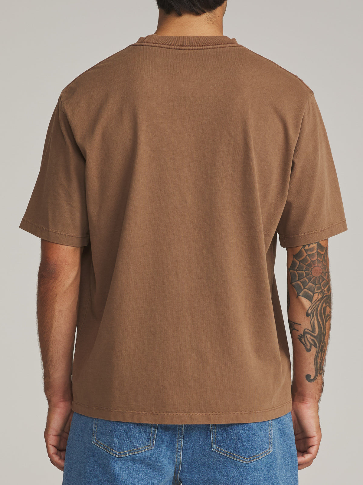 Katin Brisa Box Fit Tee in Brown Vintage Wash - worn on model, back