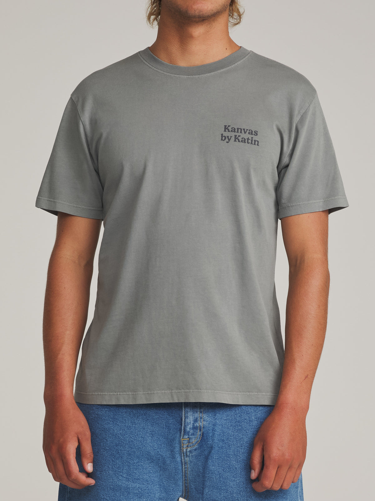 Katin Carve Tee in Graphite Vintage Wash - worn on model, front