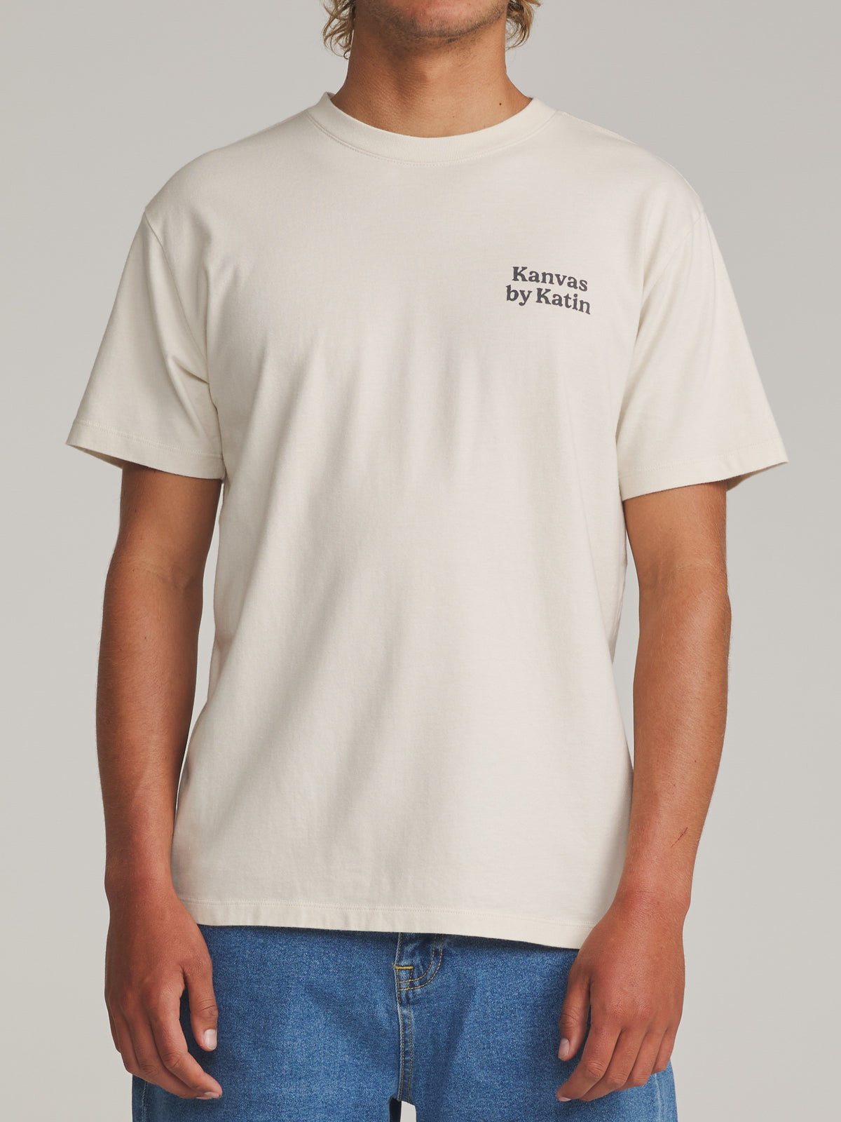 Katin Carve Tee in Vintage White - worn on model, front