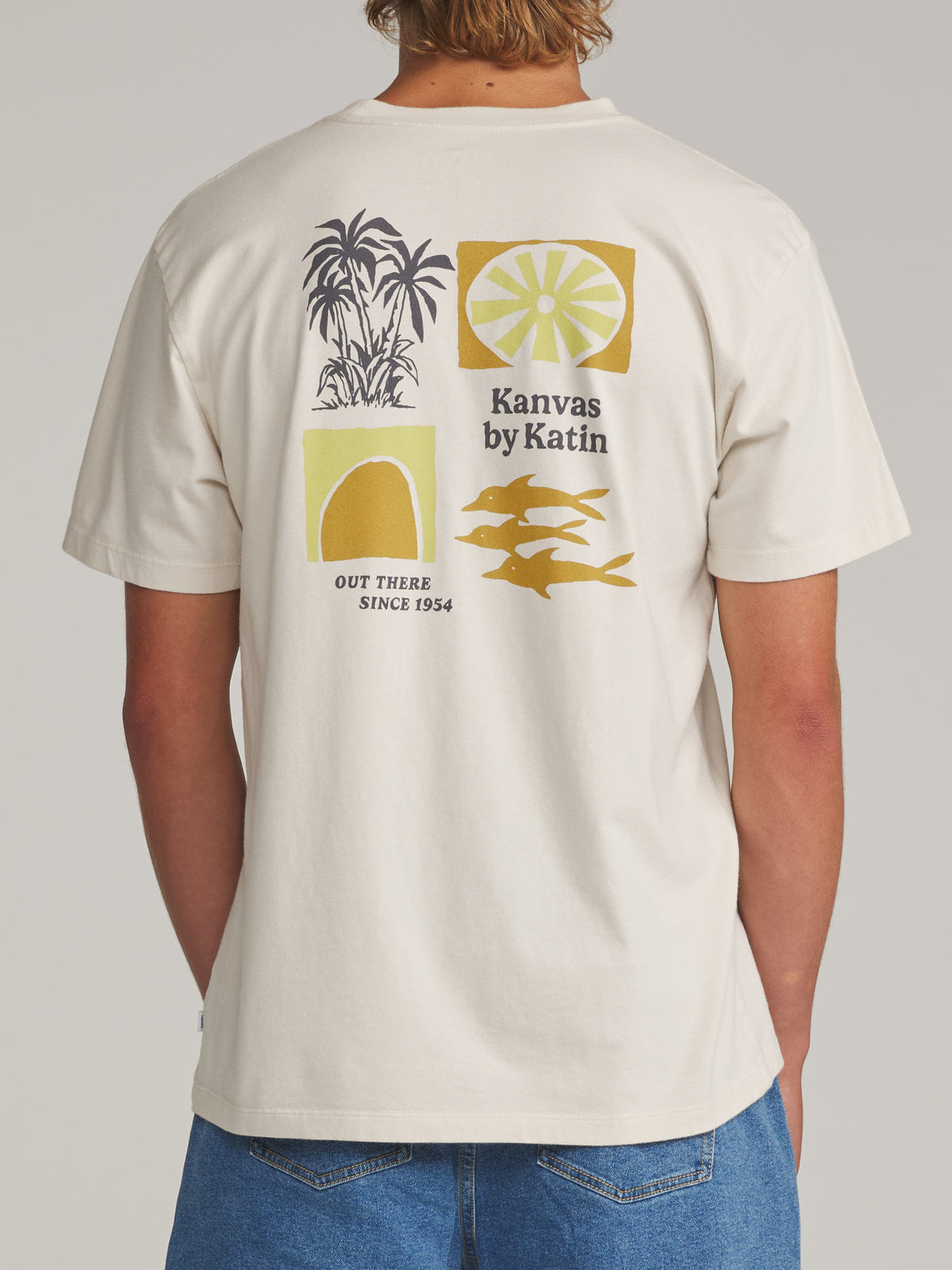Katin Carve Tee in Vintage White - worn on model, back