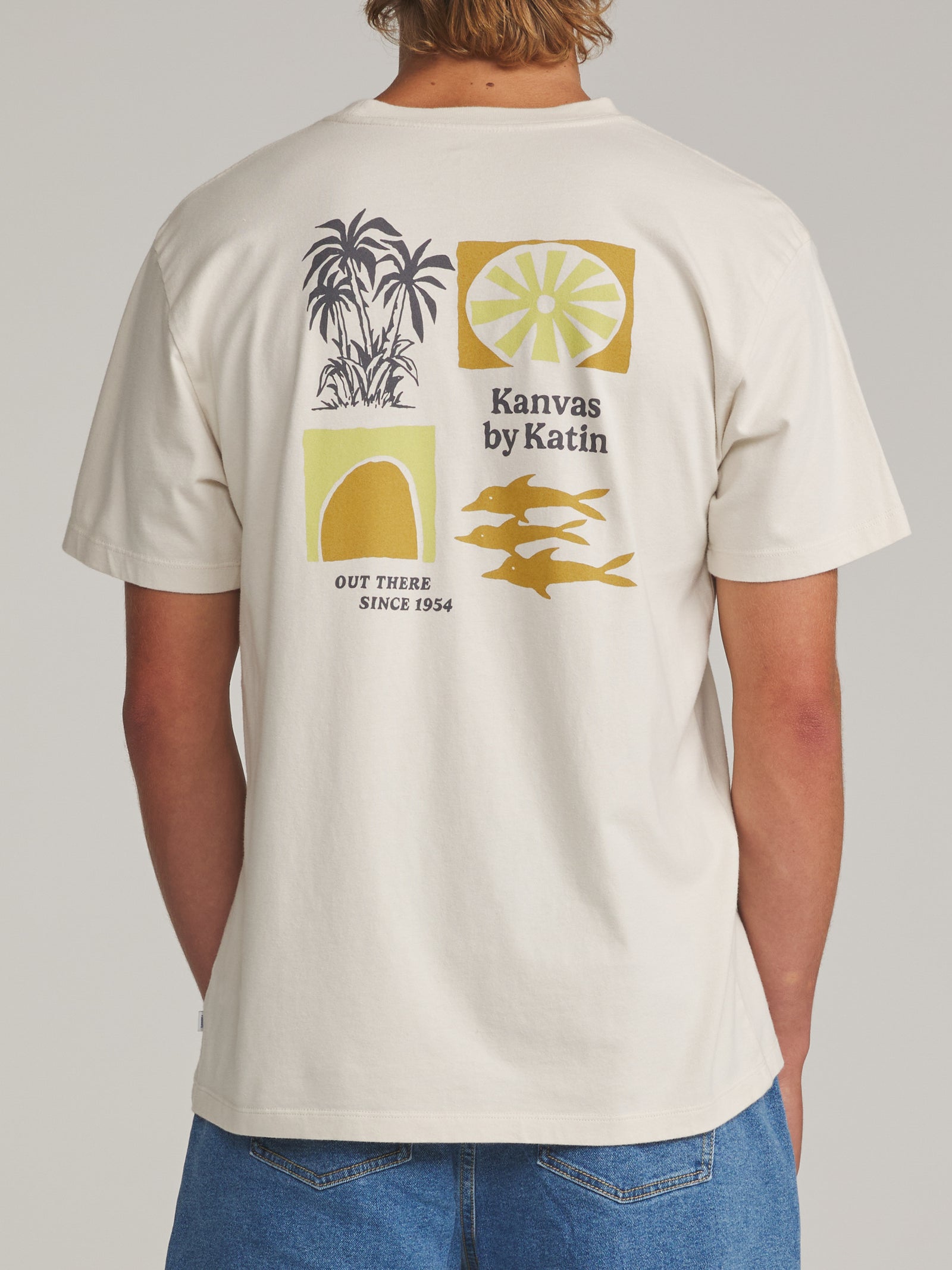 Katin fa26 graphic ss tee carve tee vintage white on model 03 back
