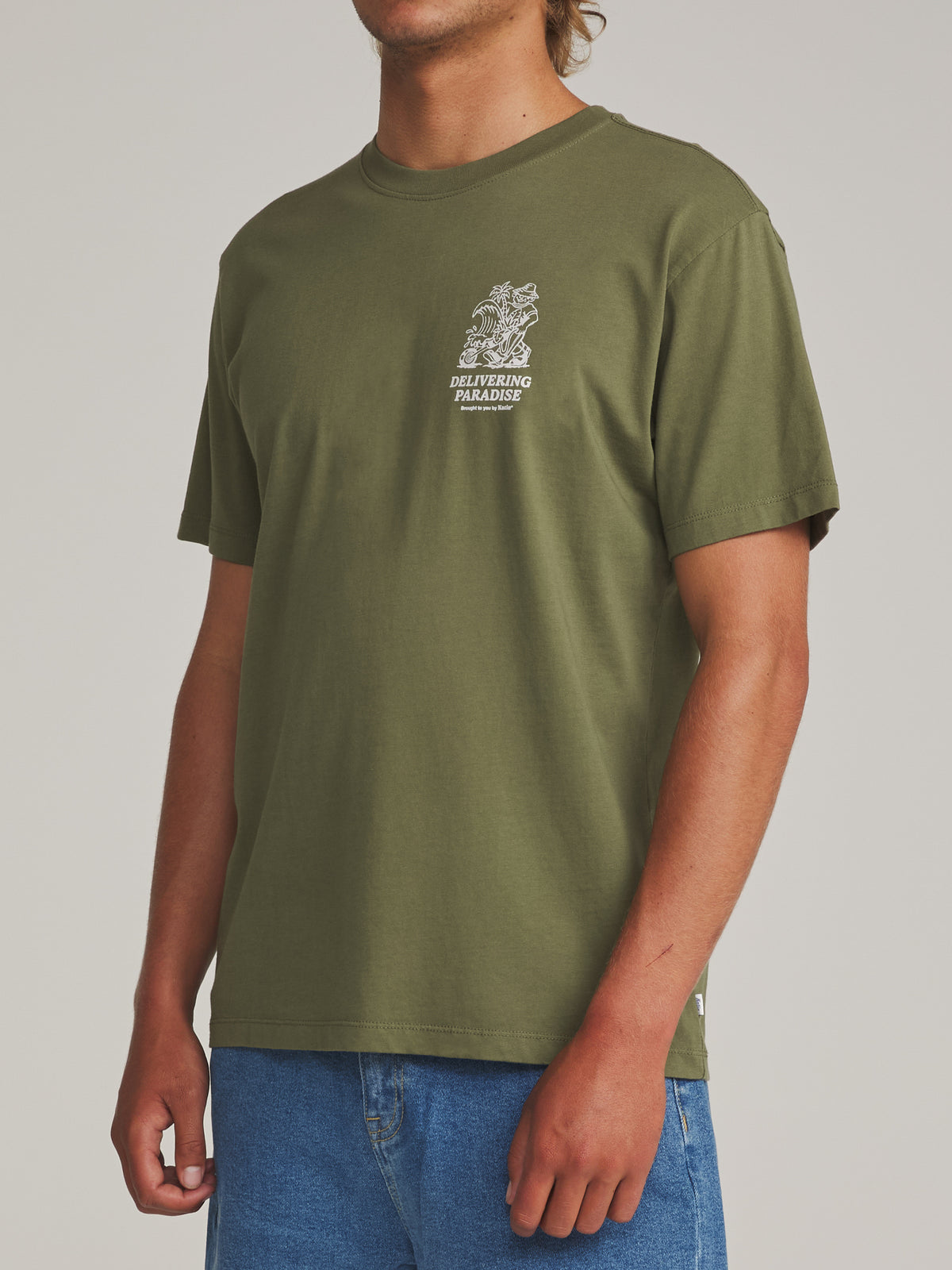 Katin Garden Tee in Clover - worn on model, side