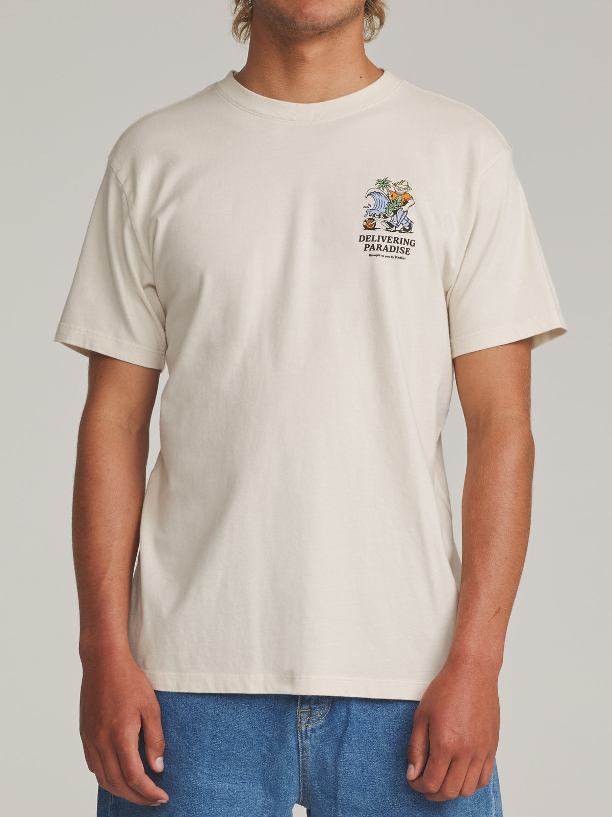Katin Garden Tee in Vintage White - worn on model, front