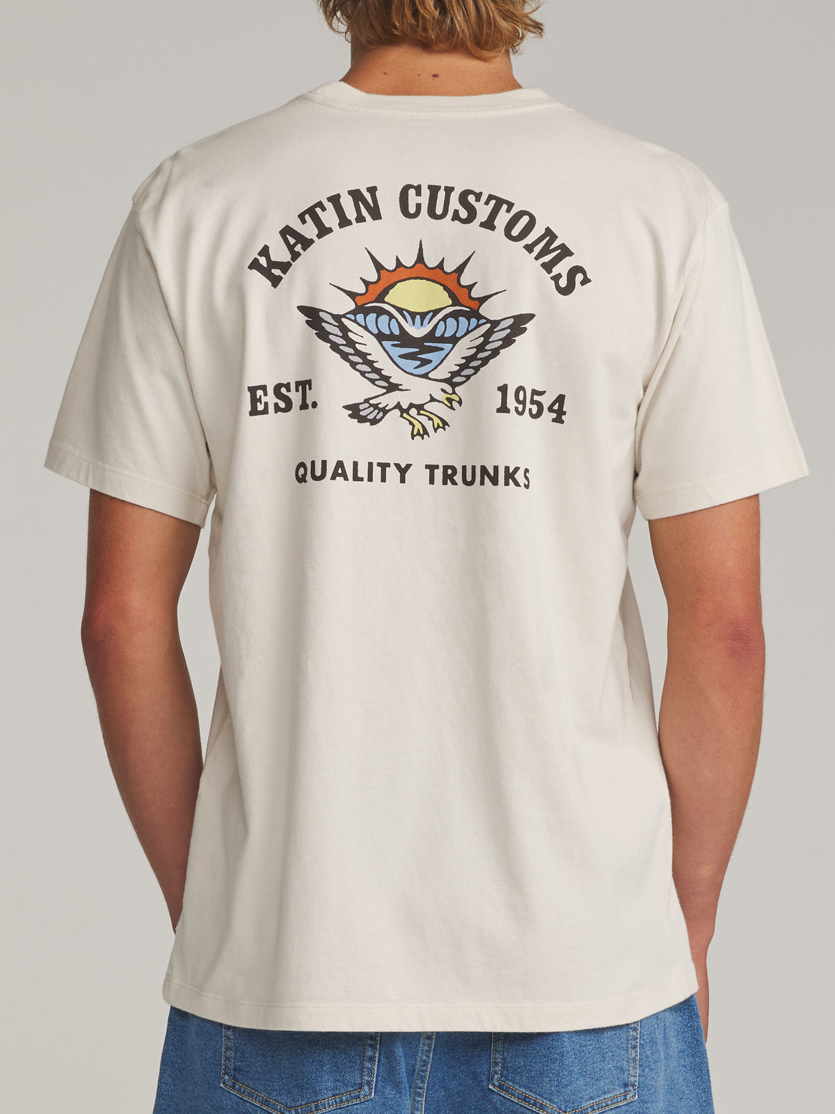 Katin Herman Tee in Vintage White - worn on model, back